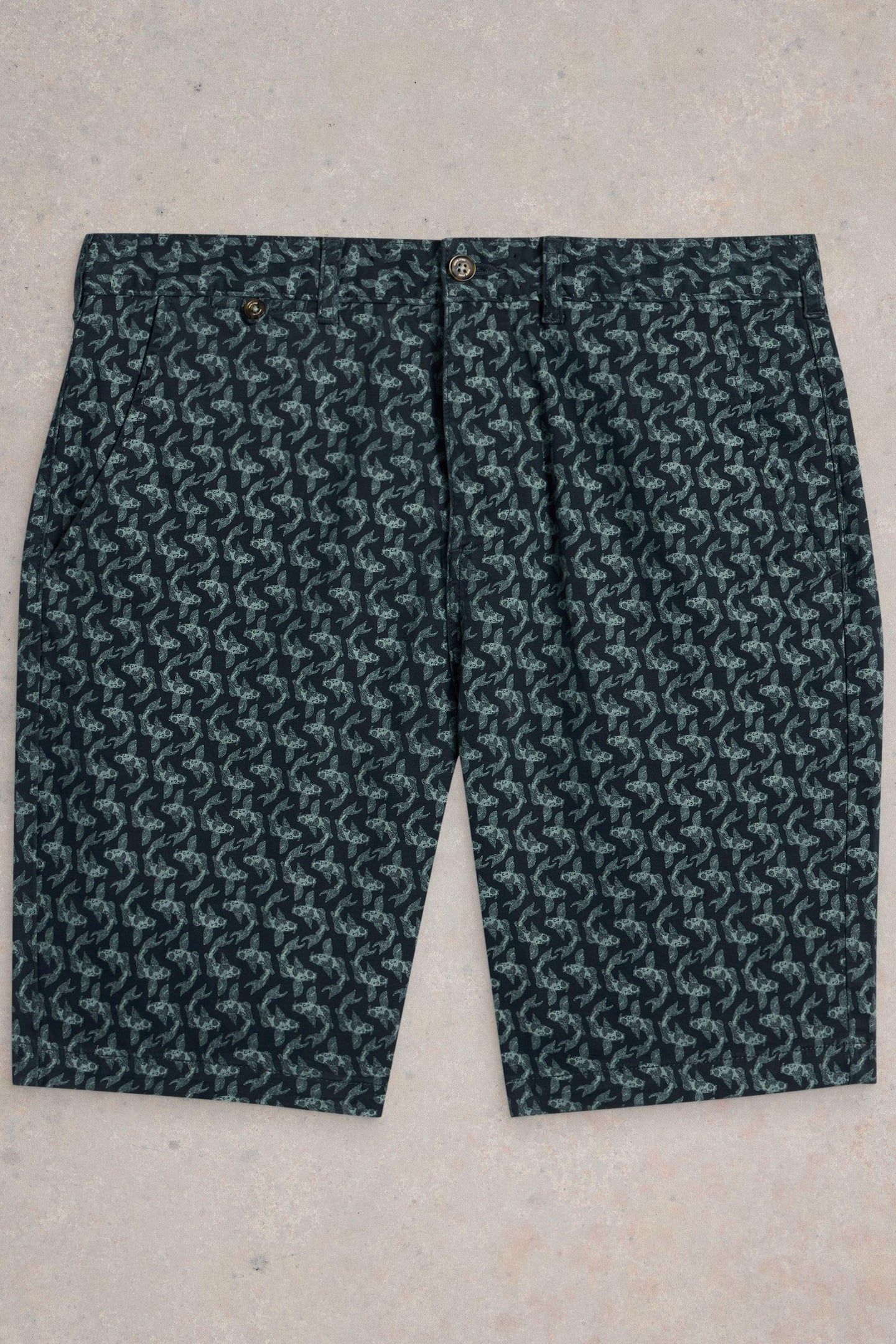 FISH PRINTED CHINO SHORT NAVY PRINT 4