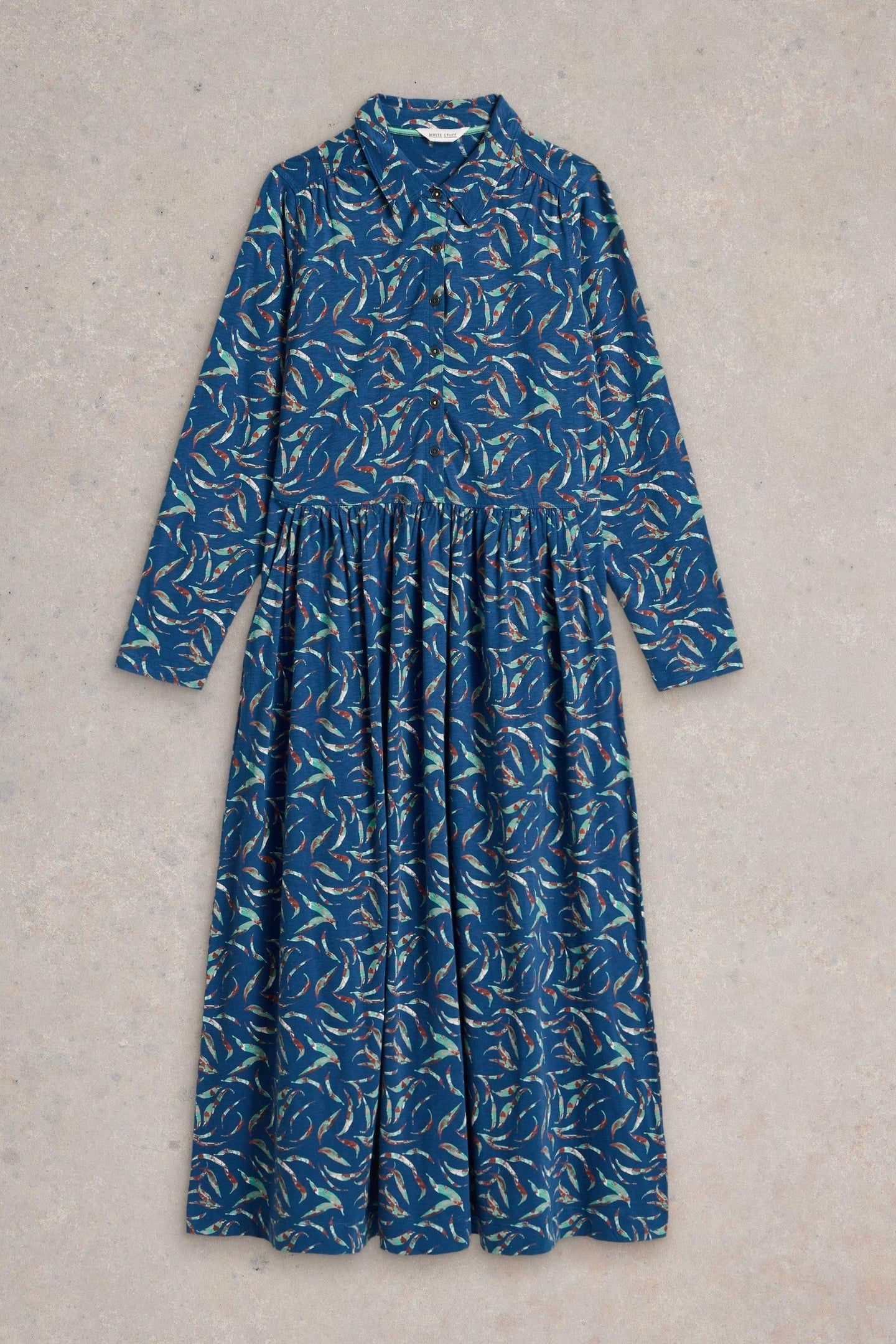 RYLEE JERSEY SHIRT DRESS BLUE PRINT 5