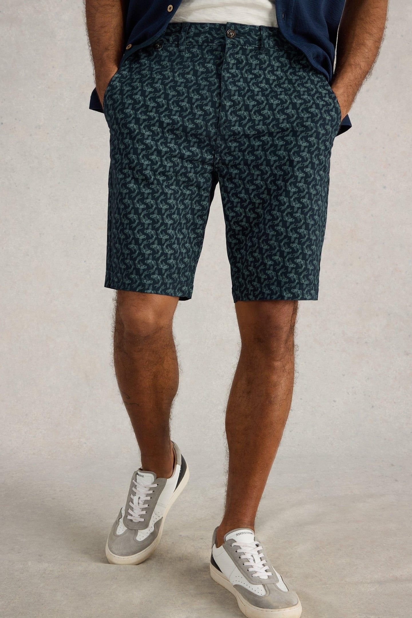 FISH PRINTED CHINO SHORT NAVY PRINT 1