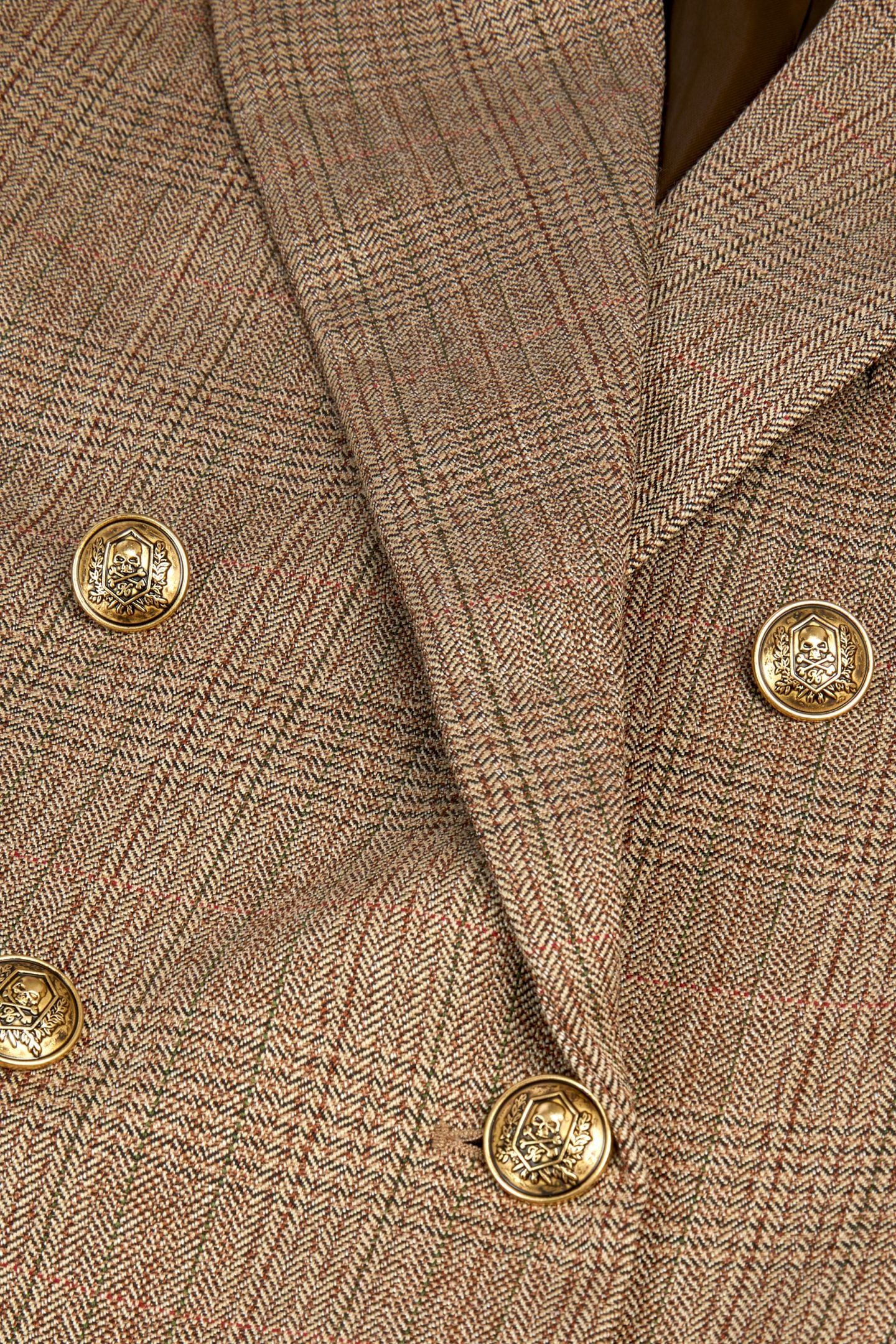 OVERSIZED 6-BUTTON FRONT CTOSUME JACKET BROWN CHEVRON 6