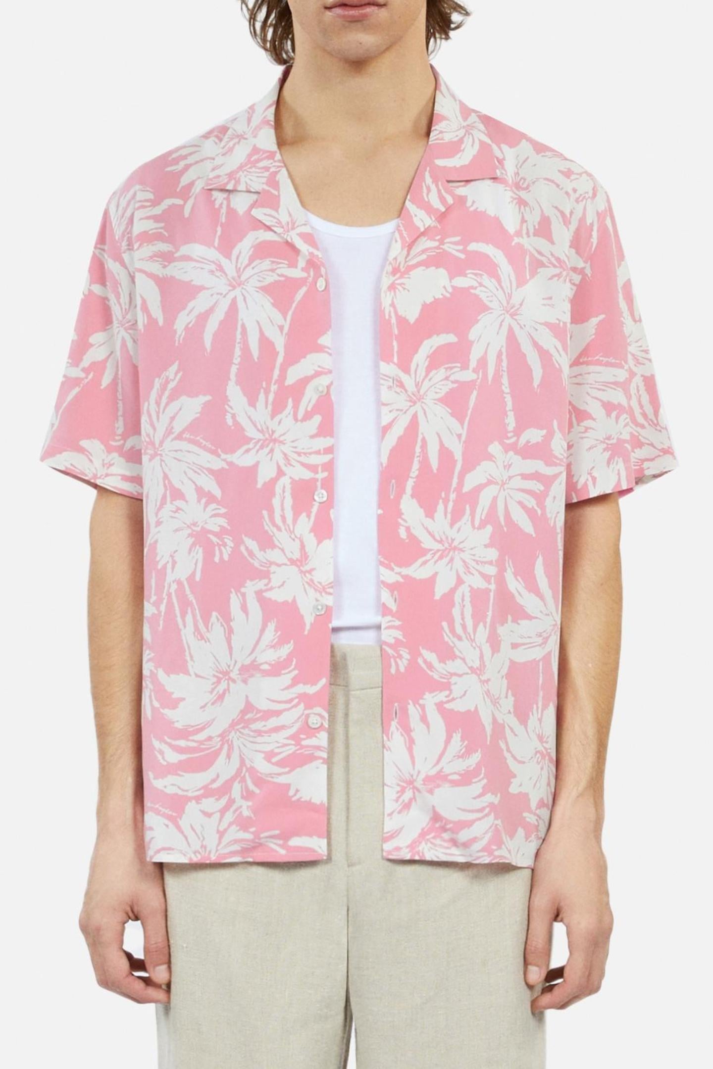 SHORT-SLEEVED SHIRT WITH SHARK NECK PINK-WHITE 1
