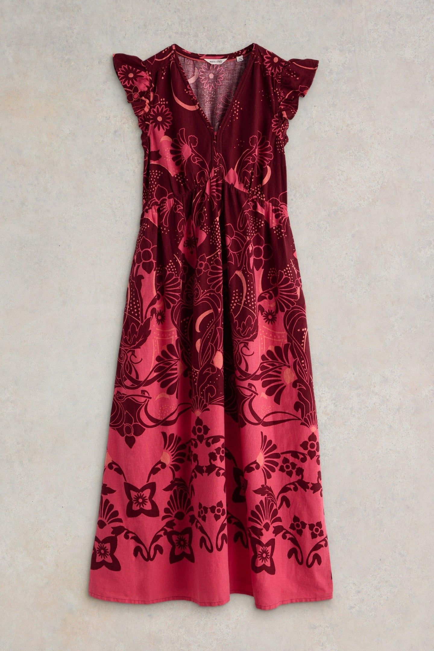 LORNA LINEN BLEND MAXI DRESS RED MULTI 4