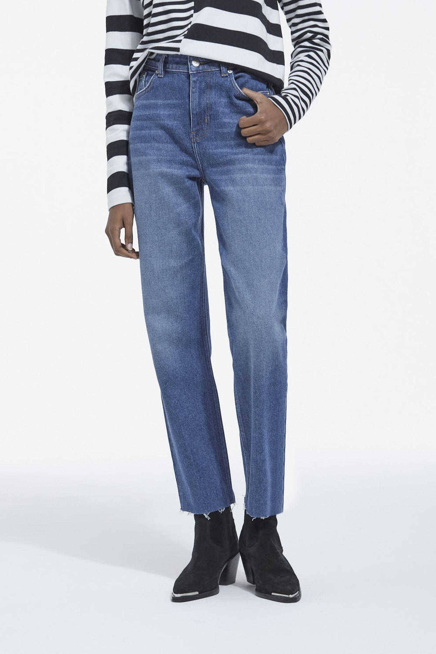 STRAIGHT-LEG DENIM PANTS WITH 5 POCKETS BLUE WASHED 1