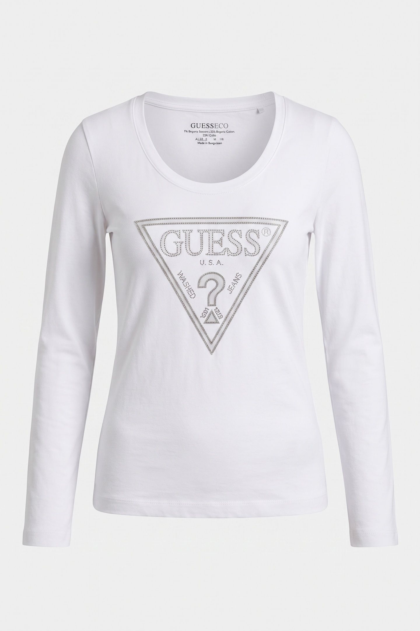 GUESS ECO LS CN SHINY TRIANGLE PURE WHITE 3