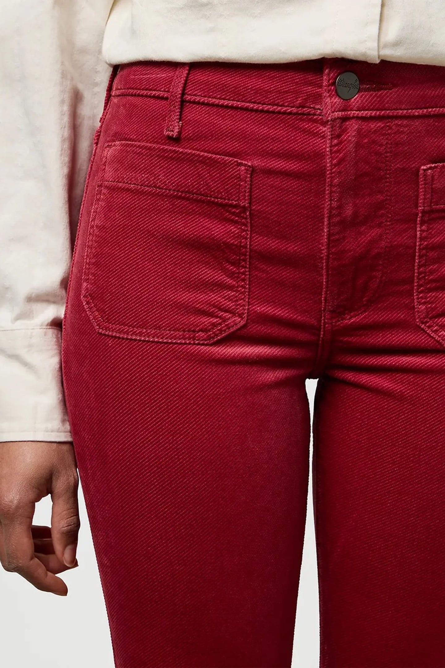 FLARE EARTH RED JEANS 4