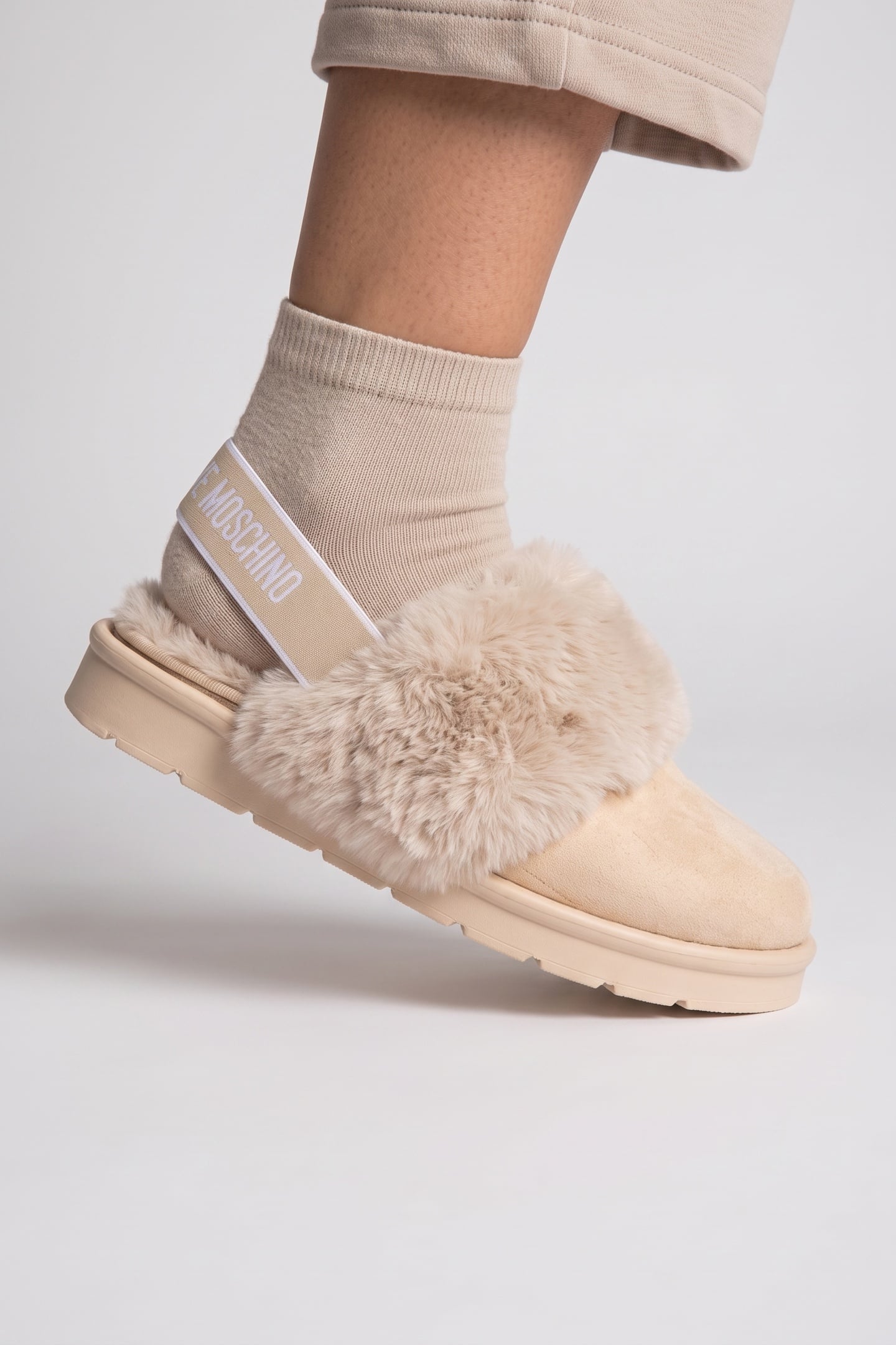VELOUR MULE ELASTIC LOGO BAND BEIGE 4