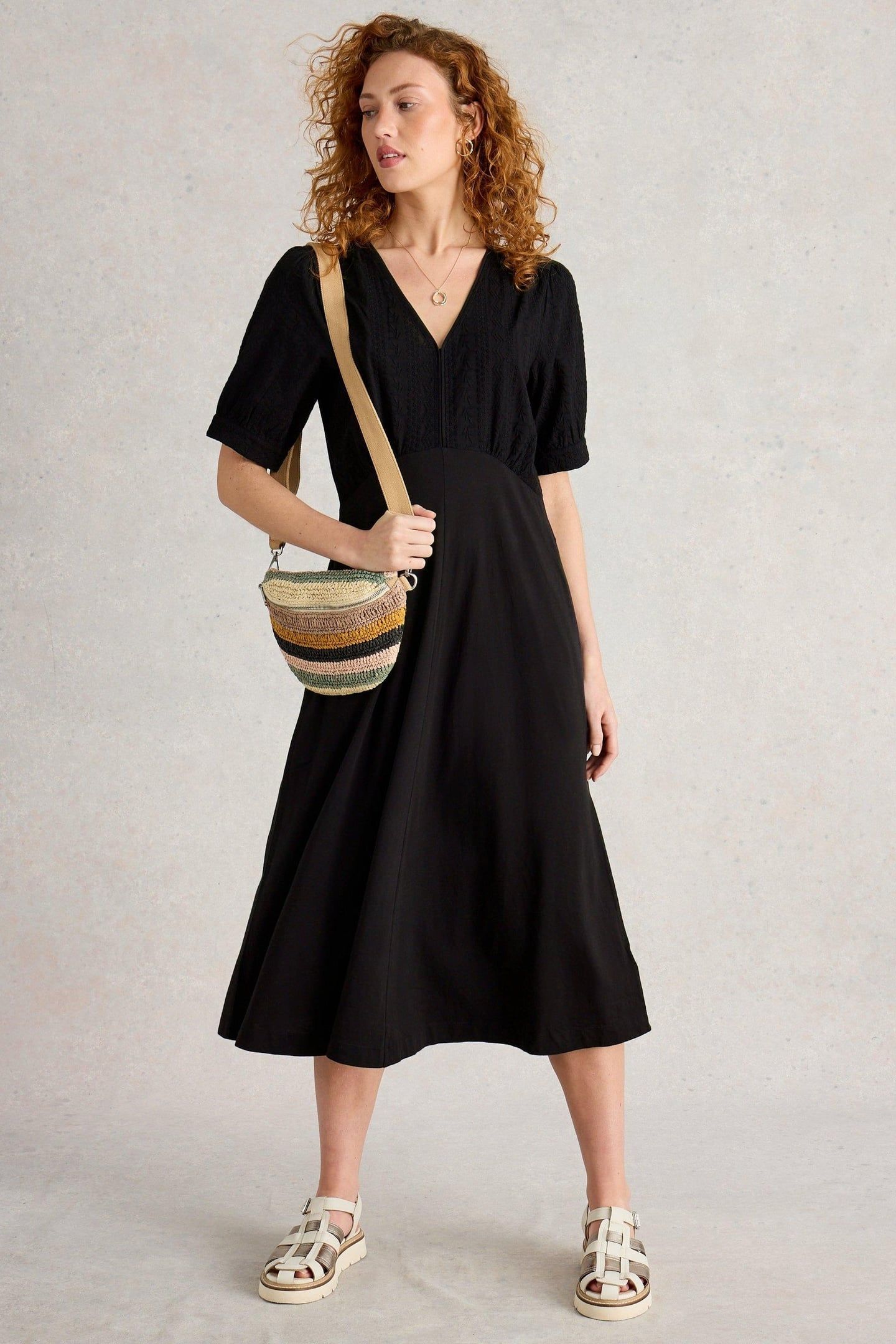 MEGAN BRODERIE JERSEY DRESS PURE BLACK 2