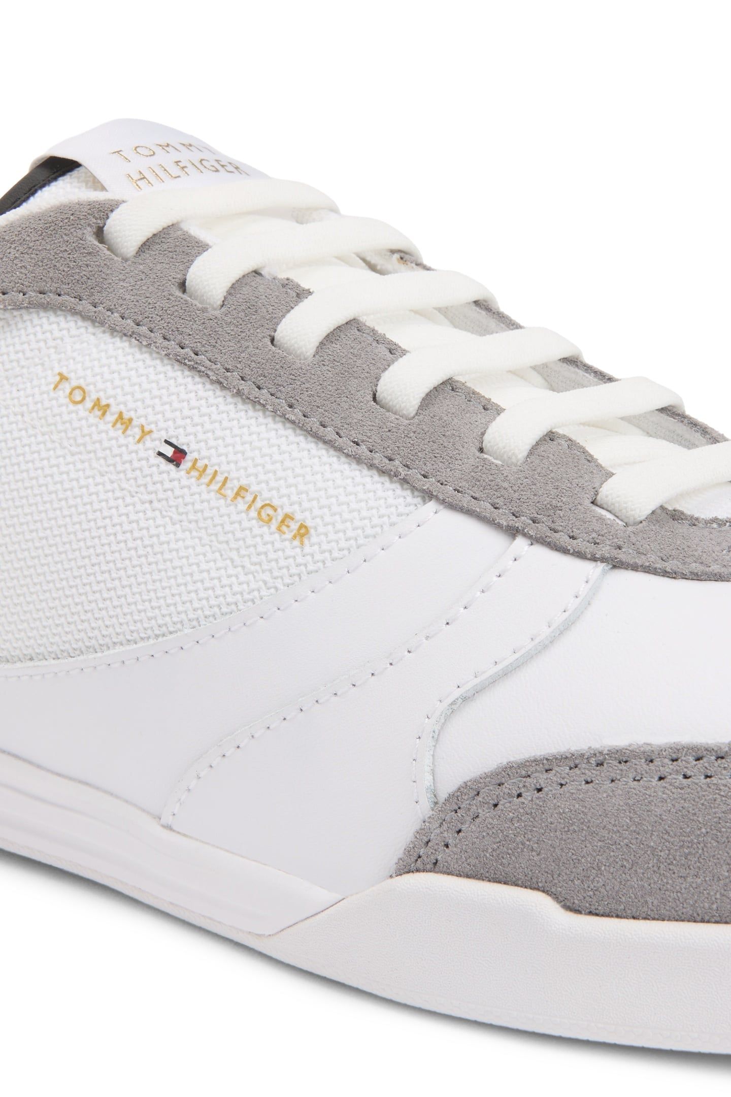MIXED TEXTURE CUPSOLE TRAINERS WILEATHER WHITE 6