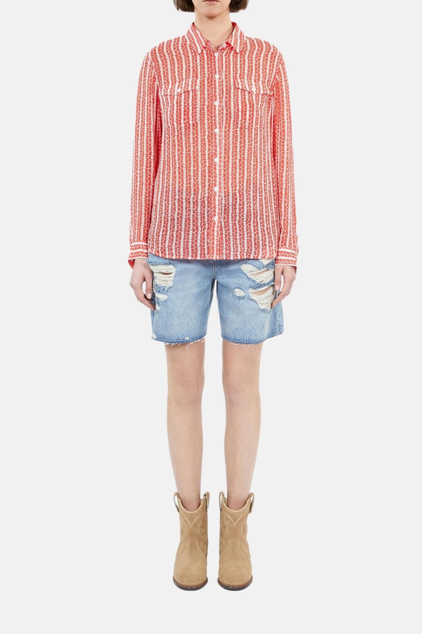 LONG-SLEEVED GEORGETTE SHIRT RED WHITE 2
