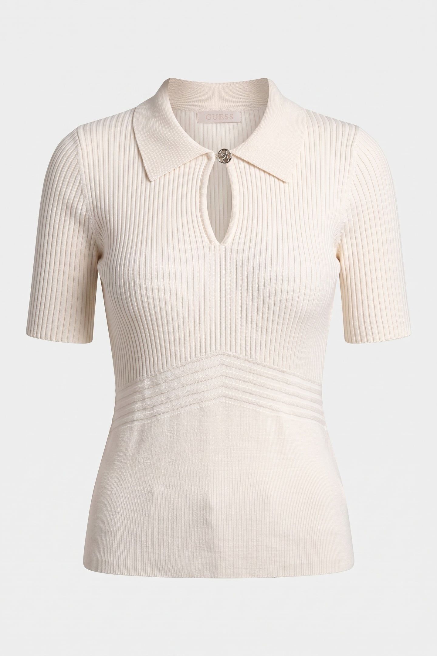 GUESS ECO FLORA CUT-OUT POLO S CREAM WHITE 3