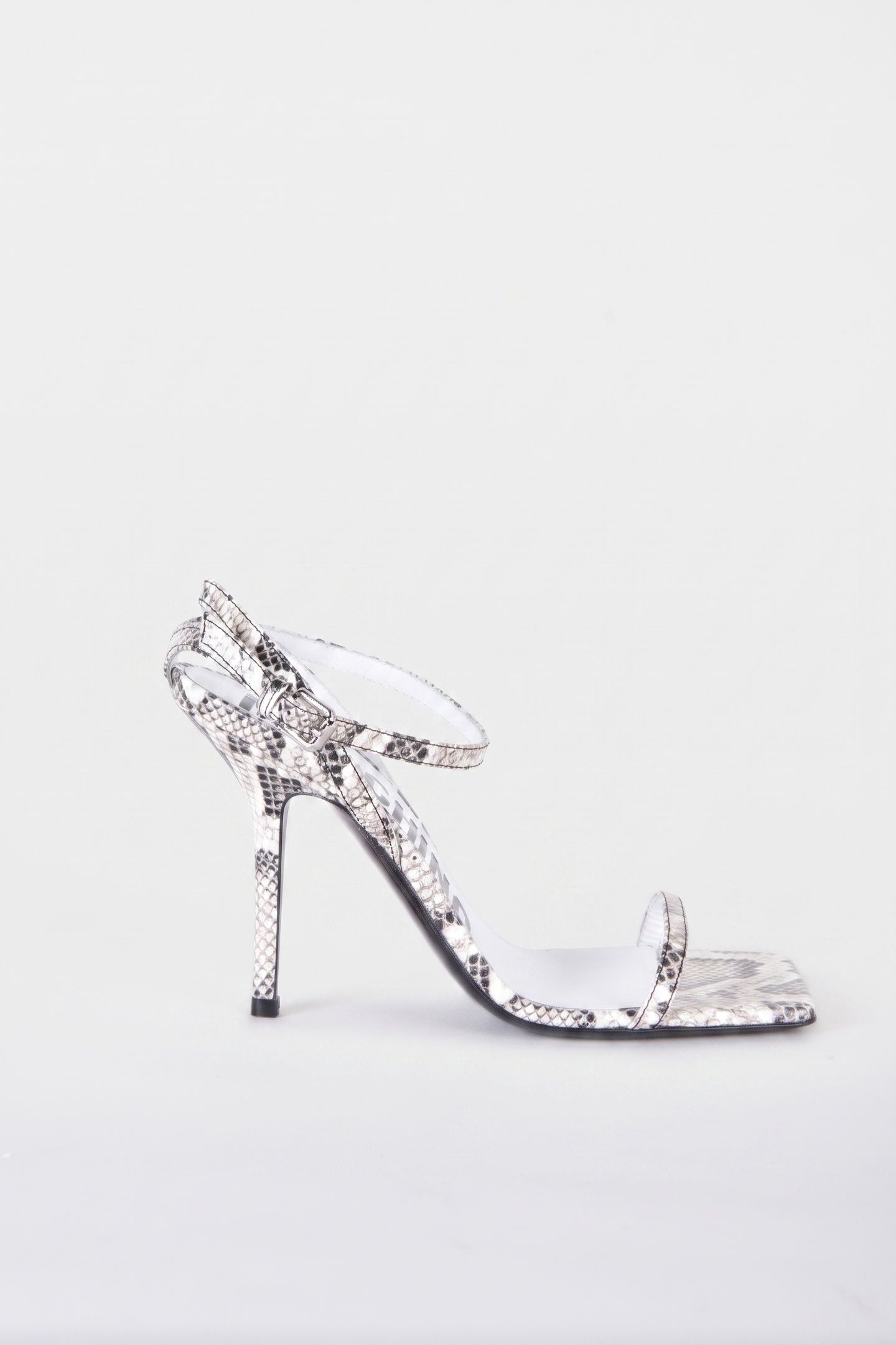 TINA PYTHON-PRINT CALFSKIN SANDALS GREY 1