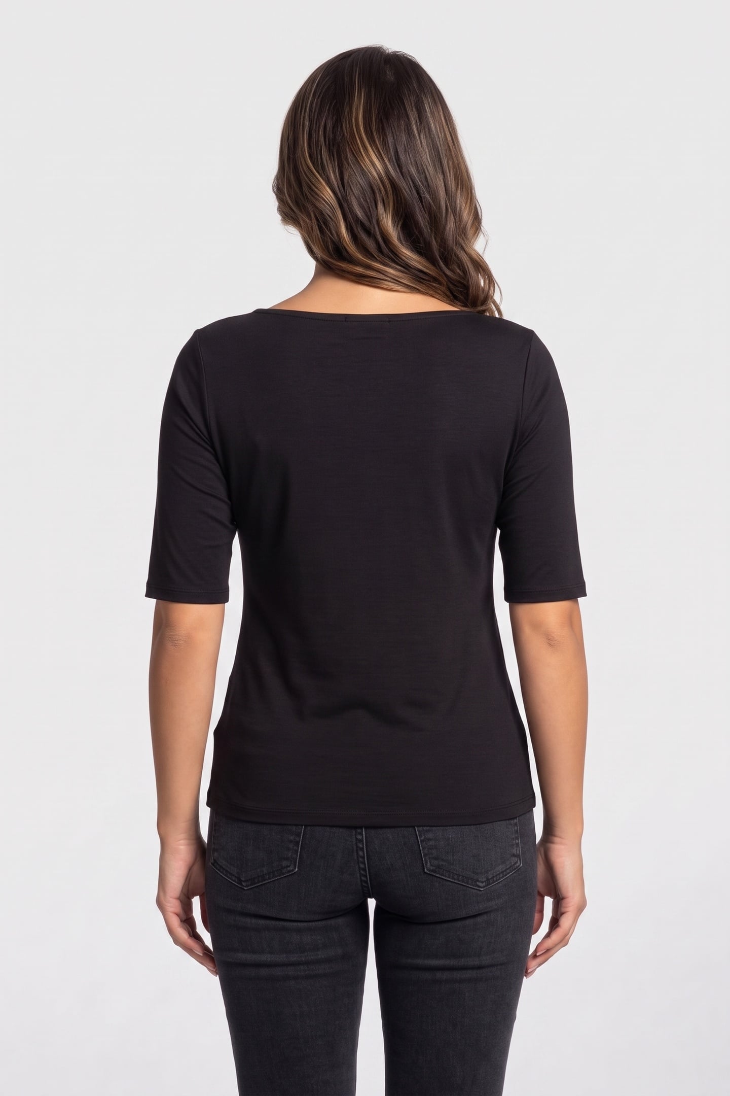 HALF SLEEVE SUPIMA BOAT TOP BLACK 2