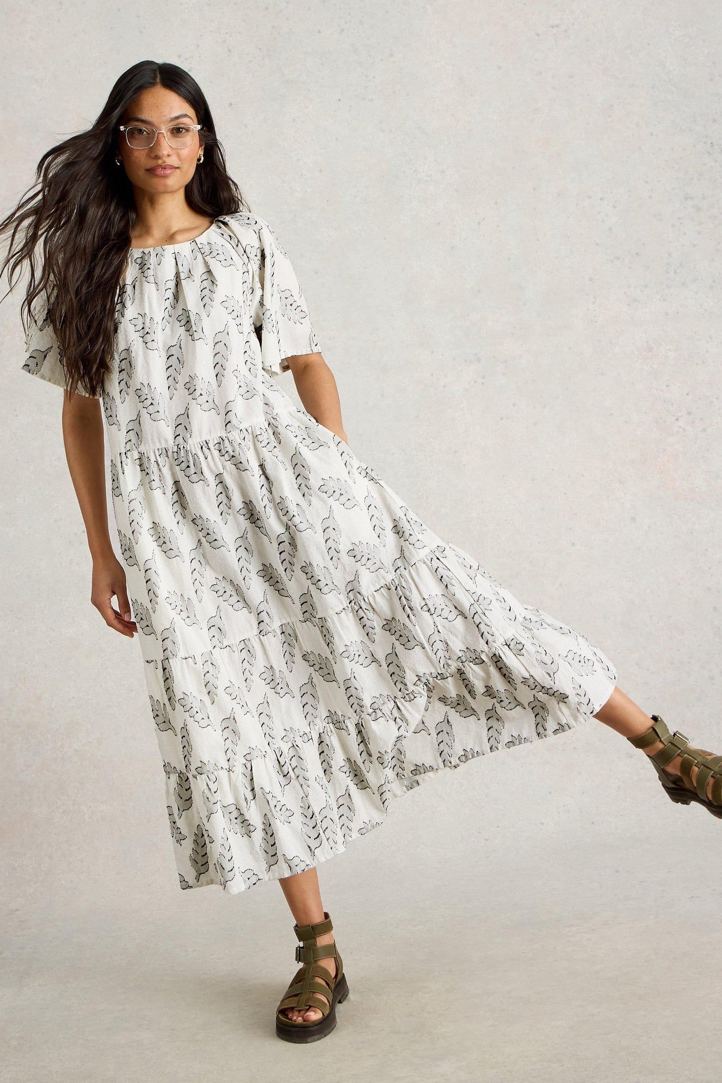 SPRUCE JAQUARD DRESS WHITE MULTI 2