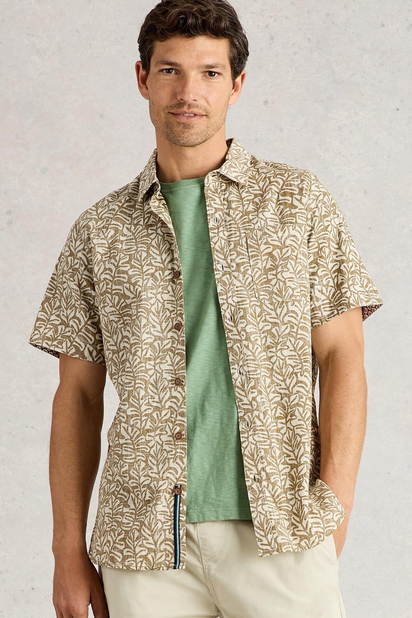 FINSBURY LEAF PRINTED SHIRT GREEN PRINT 2