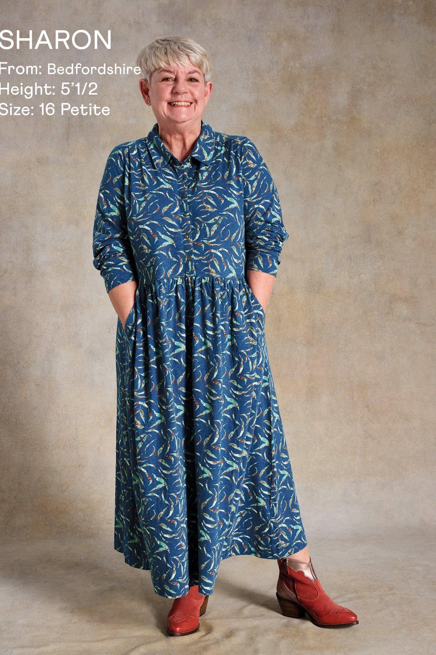 RYLEE JERSEY SHIRT DRESS BLUE PRINT 1