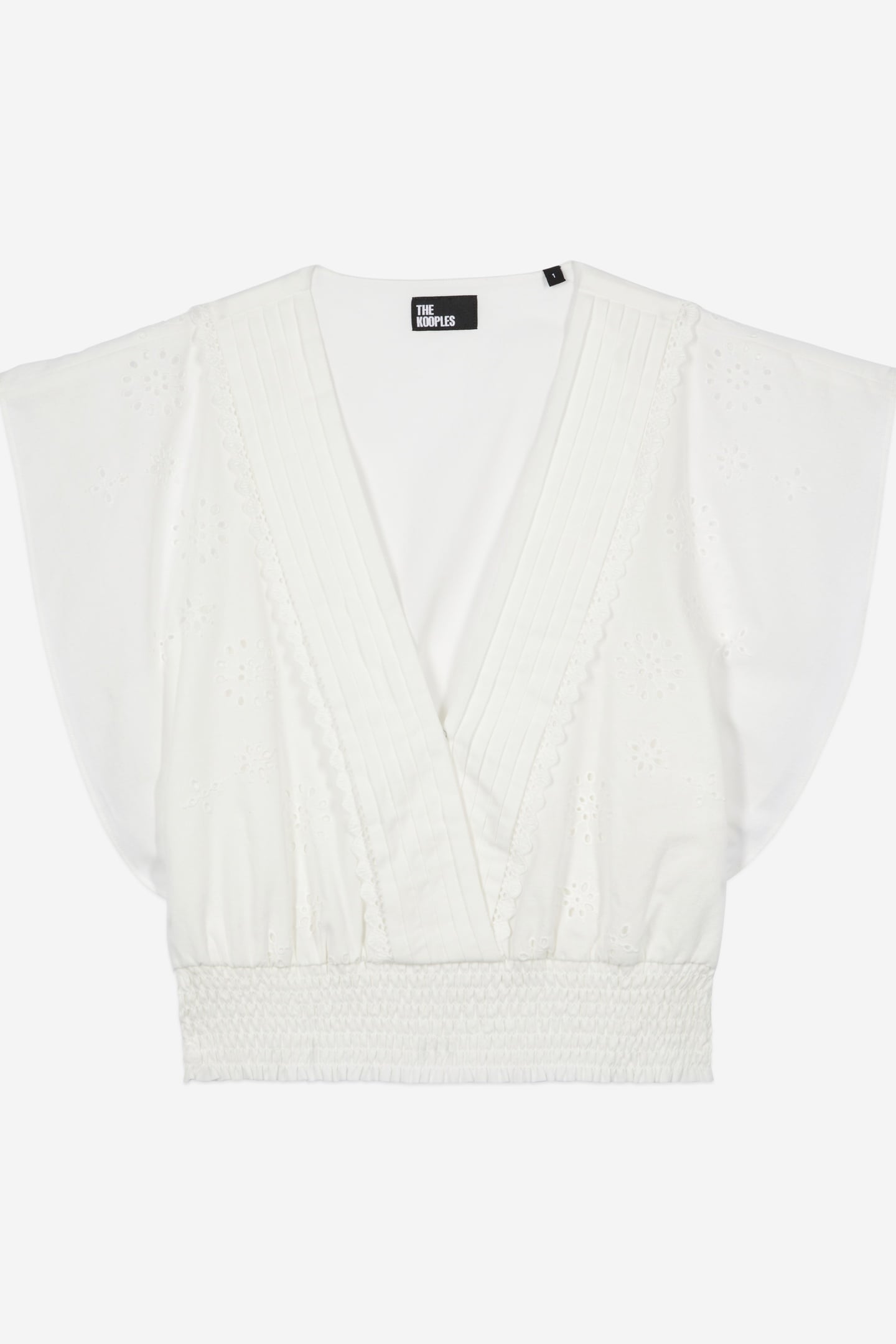 EMBROIDERED SMOCKED WAIST TOP WHITE 5