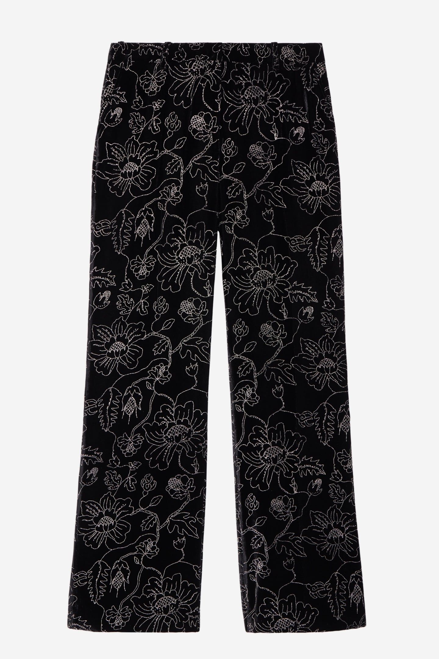 HIGH-WAIST VELVET SUIT TROUSERS WITH GLITTER BLACK 4