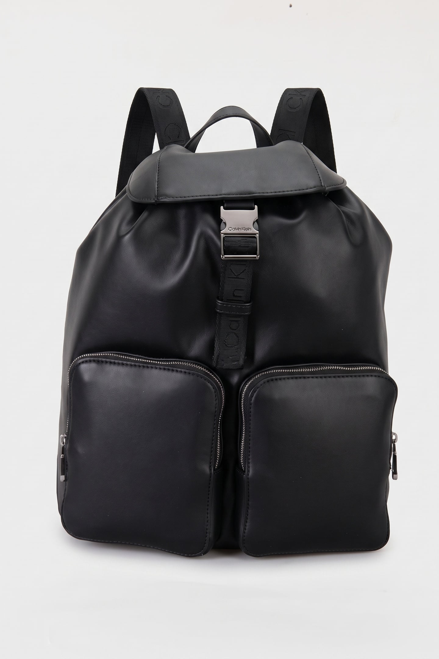 WEBBING STRAP FLAP BAG BLACK/SHINY NICKEL 2