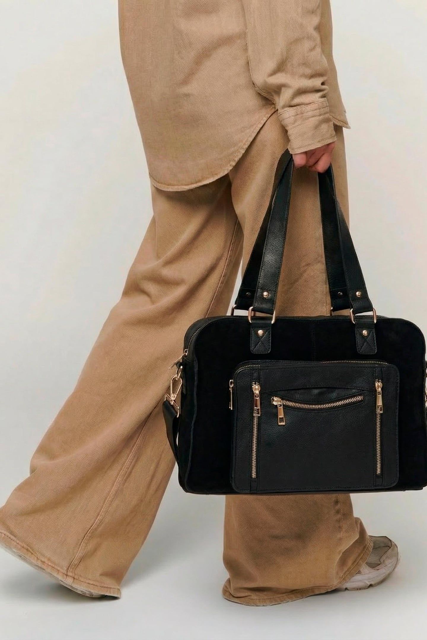 MILLE SUEDE MIX BLACK W. GOLD 5