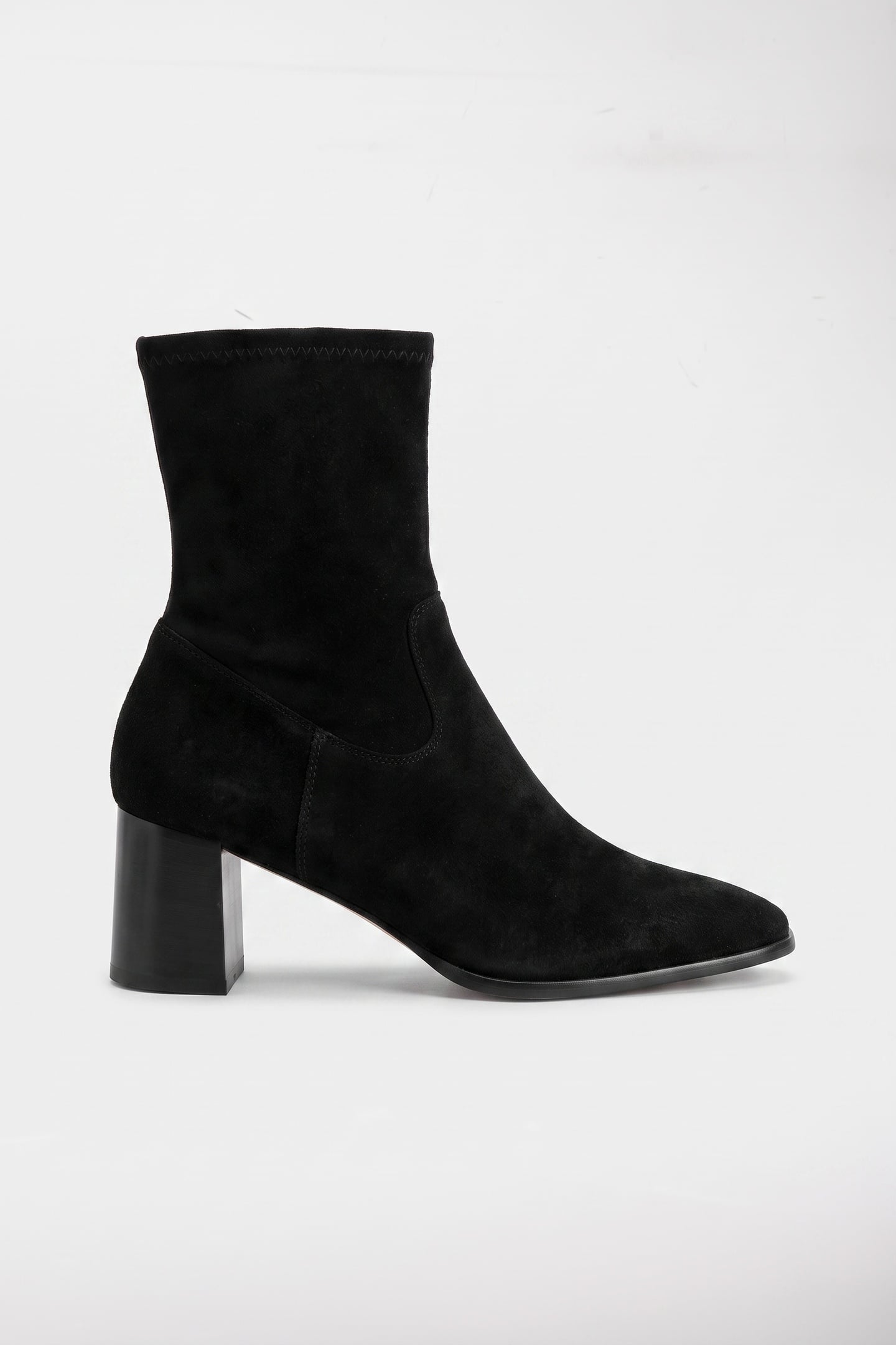 HARP BLOCK HEEL STRETCH SUEDE BLACK 1
