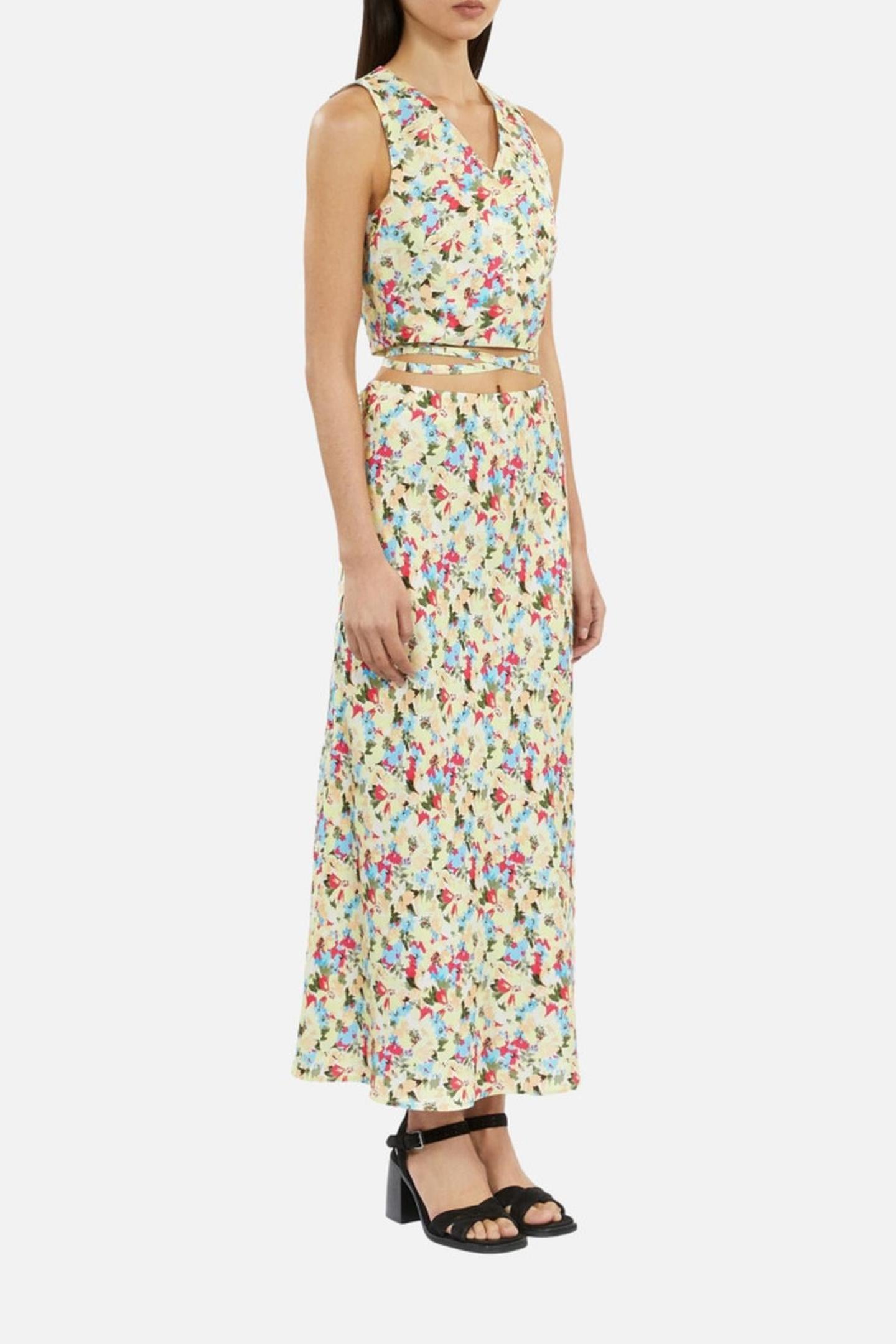 LONG SKIRT WITH SLIT AND ELASTICATED WAIST YELLOW 5