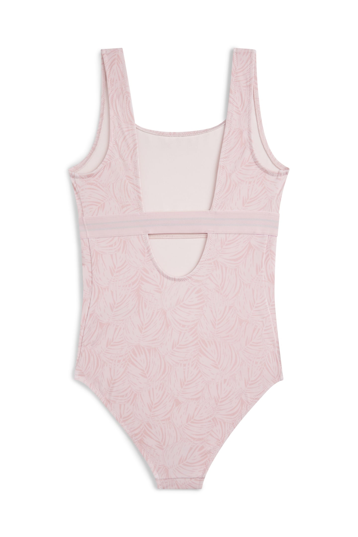 GIRLS SQUARE NECK ONE PIECE PALM LEAF PINK 2