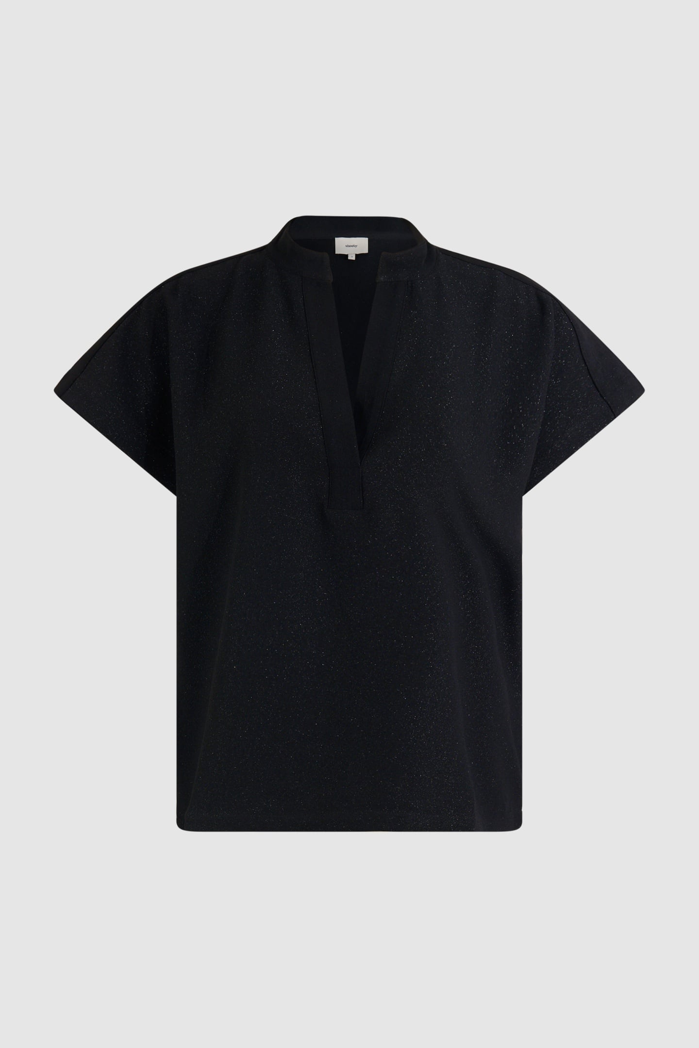 LA-SBGLITTER VNECK TOP BLACK 5