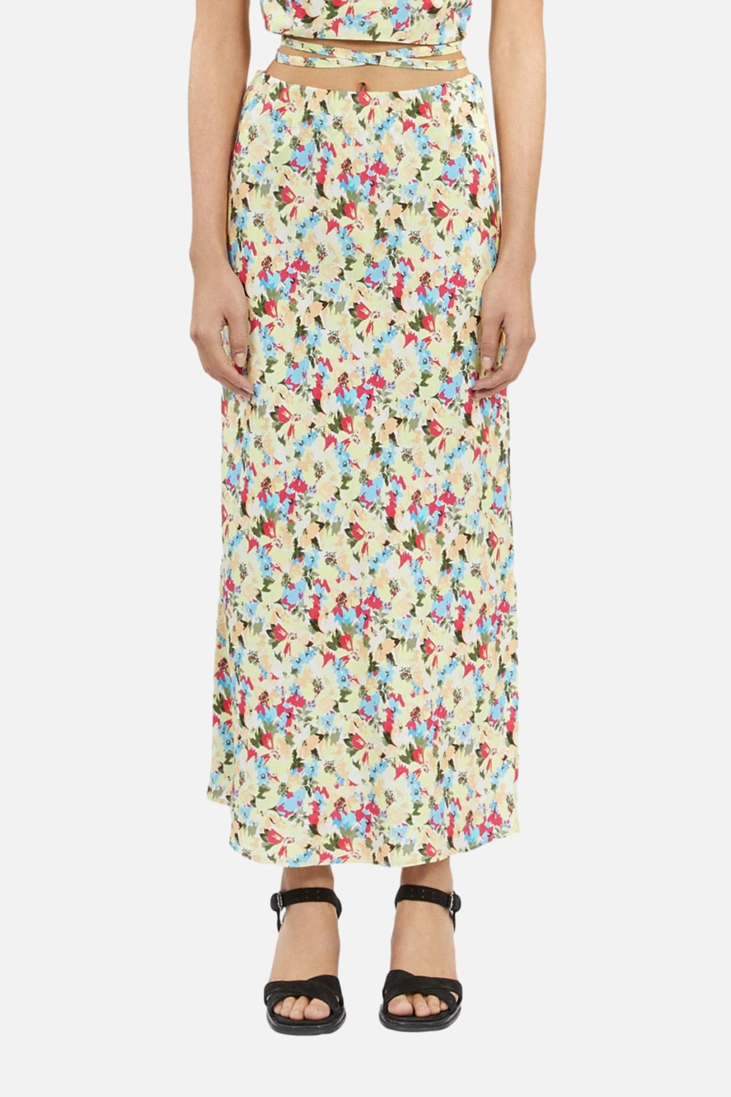 LONG SKIRT WITH SLIT AND ELASTICATED WAIST YELLOW 3