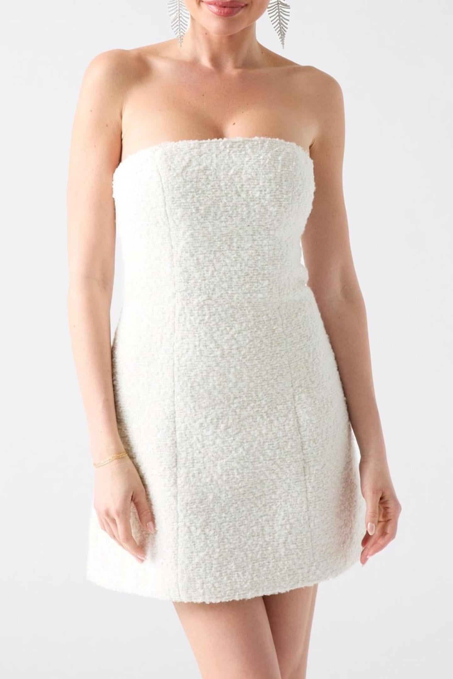 BOUCLE AWAY DRESS MACADAMIA 1
