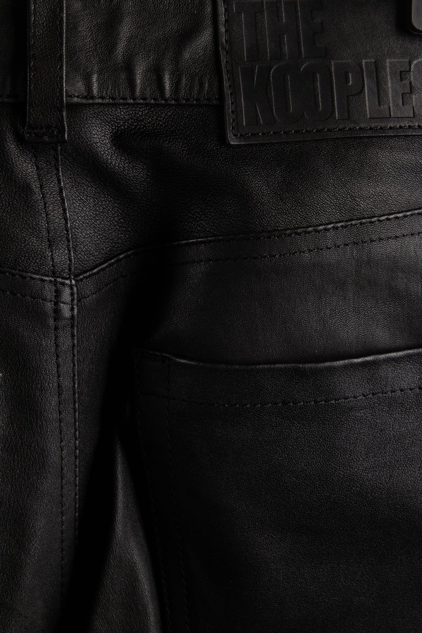 SLIM FIT STRETCH LEATHER TROUSERS BLACK 6