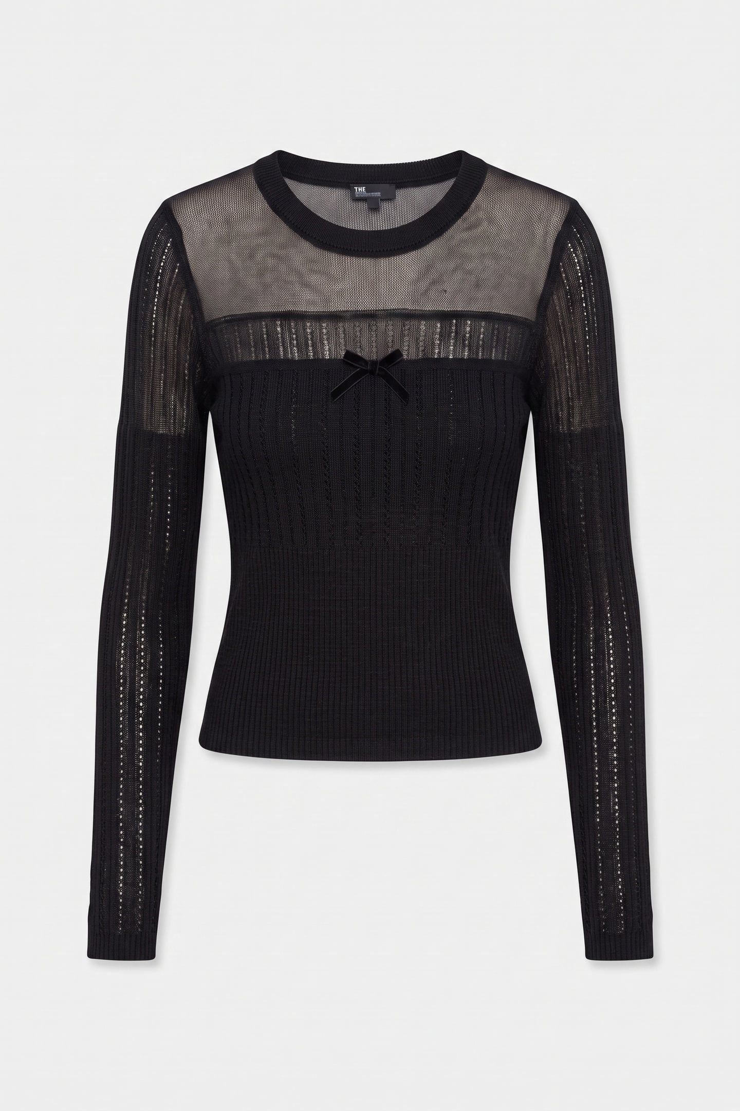 LONG-SLEEVED SWEATER WITH SHEER DETAILS BLACK 4