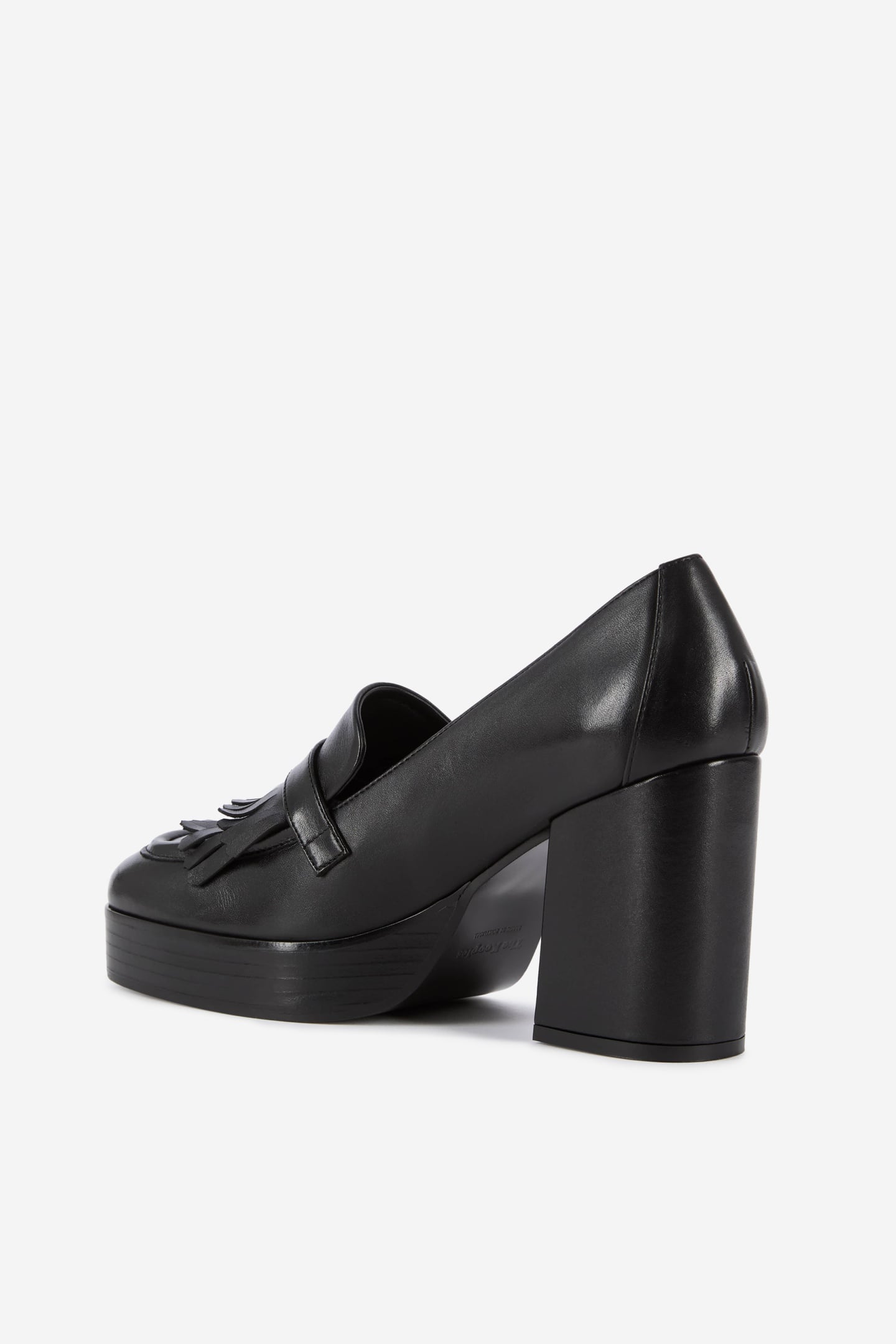HIGH HEELED LEATHER MOCASSINES BLACK 2