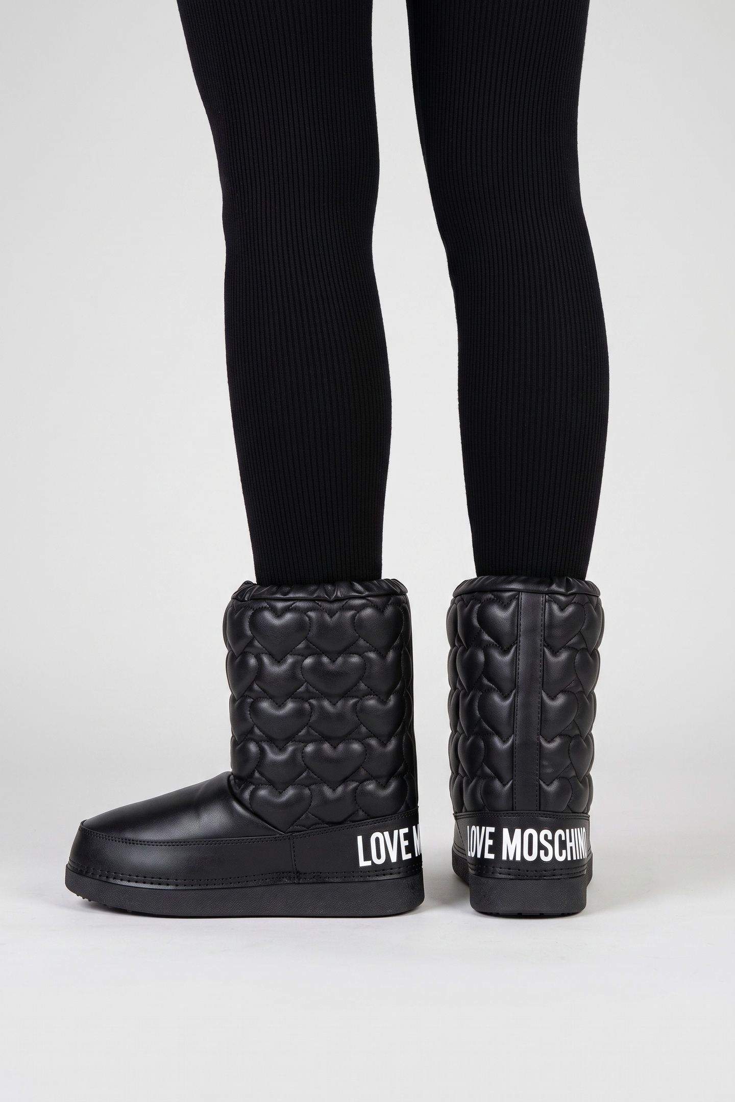 HEART QUILTED SNOW BOOTIES BLACK 3