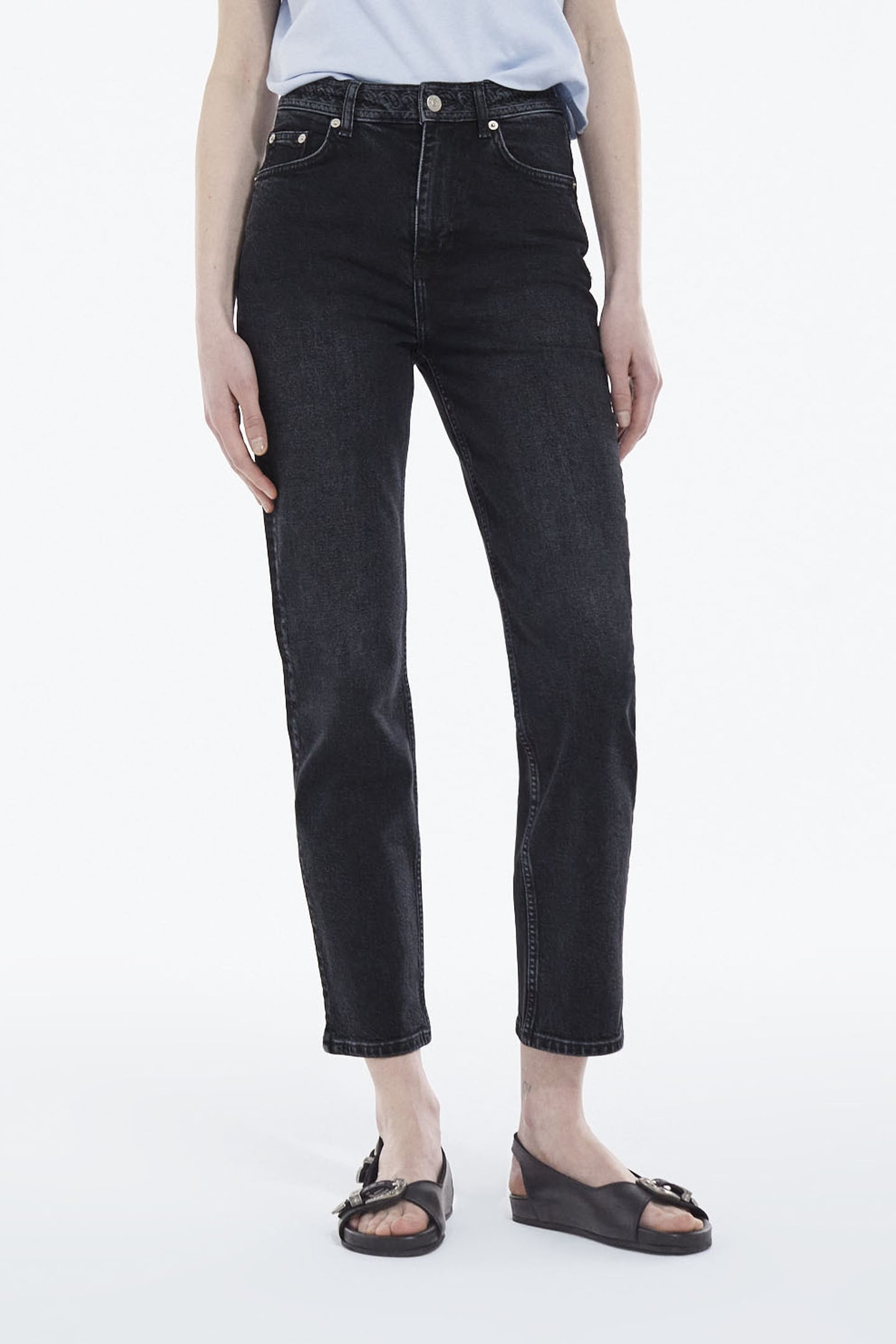 5-POCKET DENIM TROUSERS WITH PAISLEY DETAILS BLACK WASHED 2