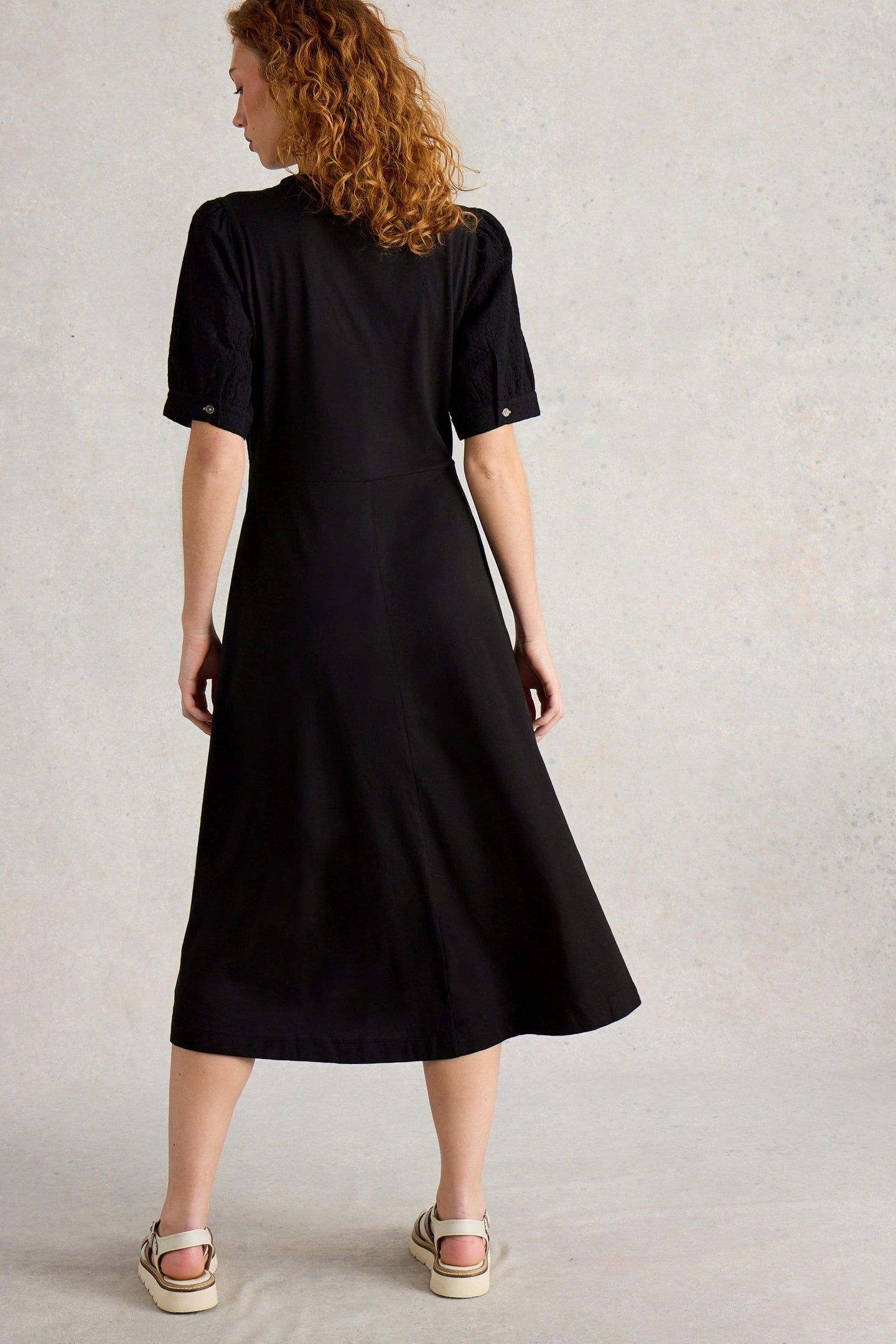 MEGAN BRODERIE JERSEY DRESS PURE BLACK 4