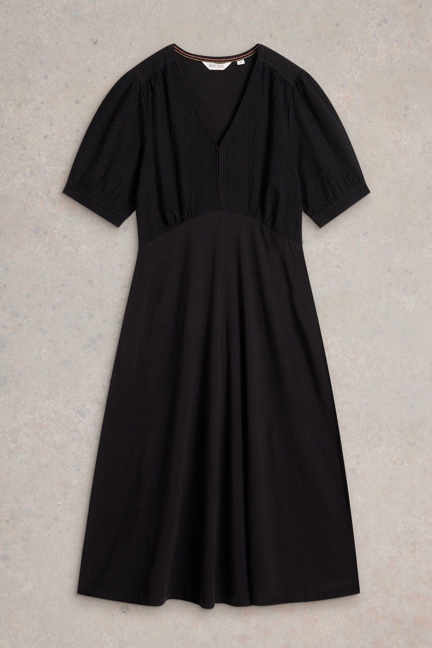 MEGAN BRODERIE JERSEY DRESS PURE BLACK 5