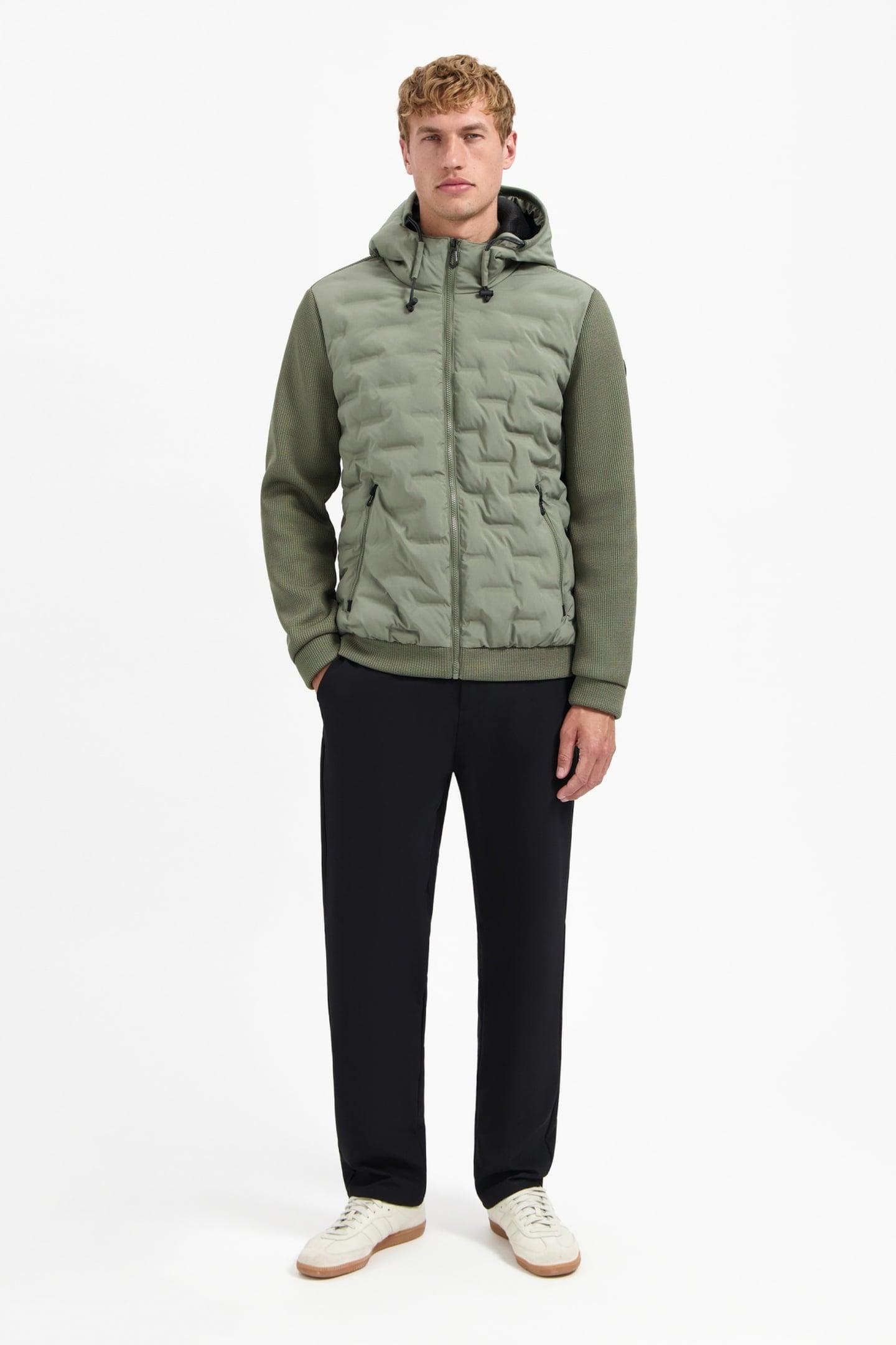JACKET SHORT FIT SEALED HOODED KNITTED MIX STEEL 2