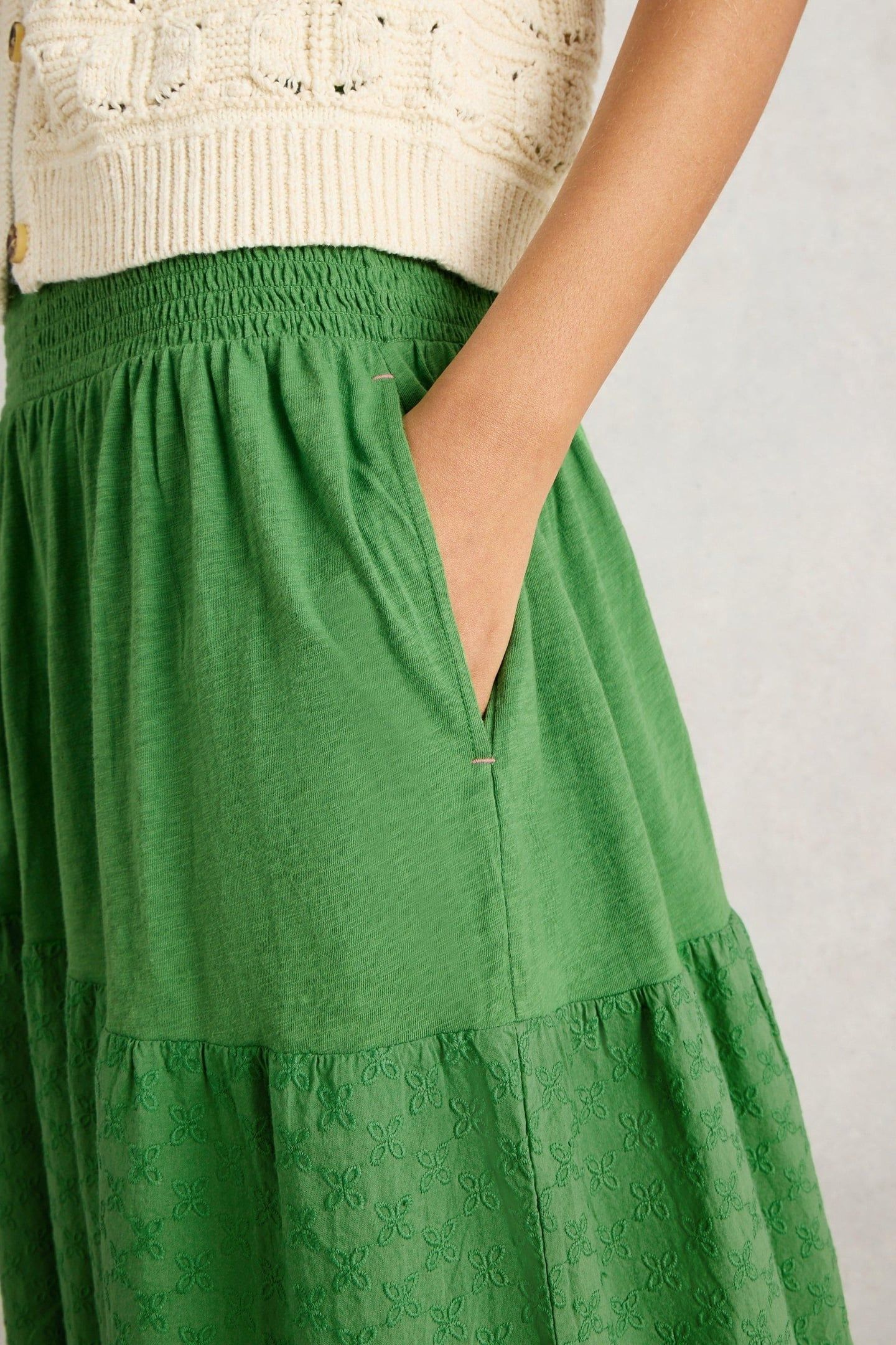 MARISSA BRODERIE MAXI SKIRT BRIGHT GREEN 4