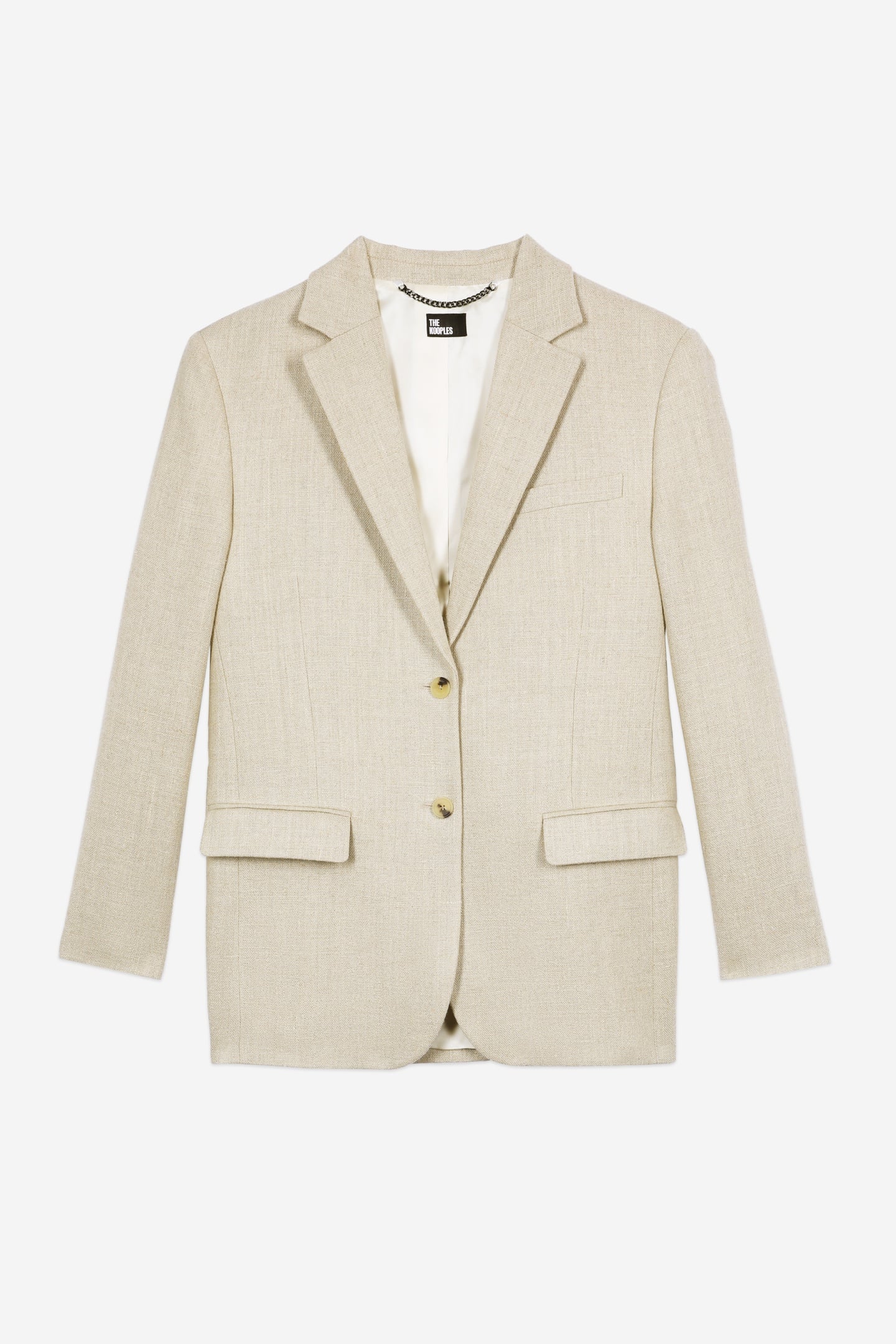 VESTE DE COSTUME AMPLE EN LIN BEIGE 5