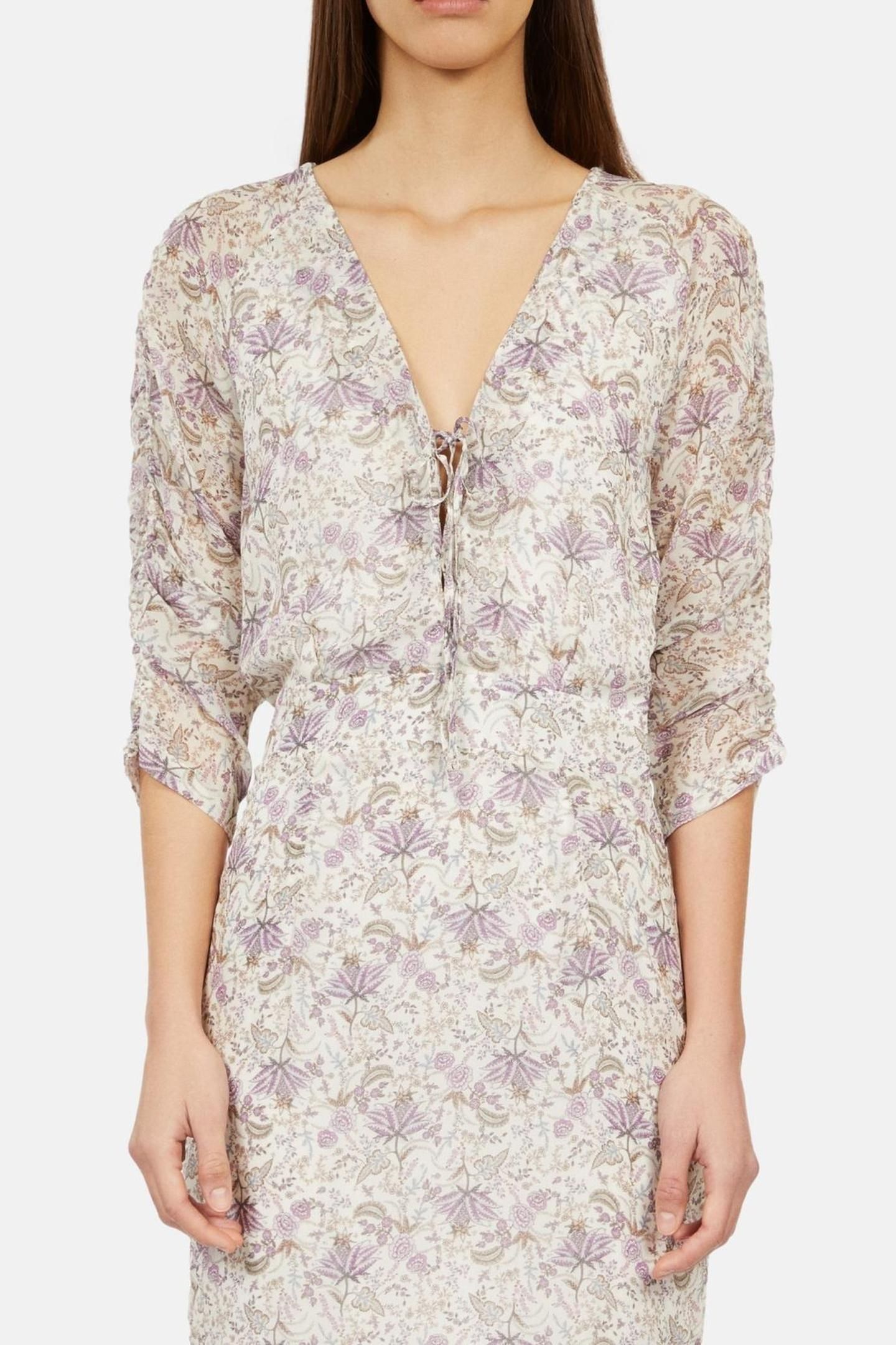 SHORT DRESS WITH 3/4 SLEEVES ECRU/MAUVECHALK 6