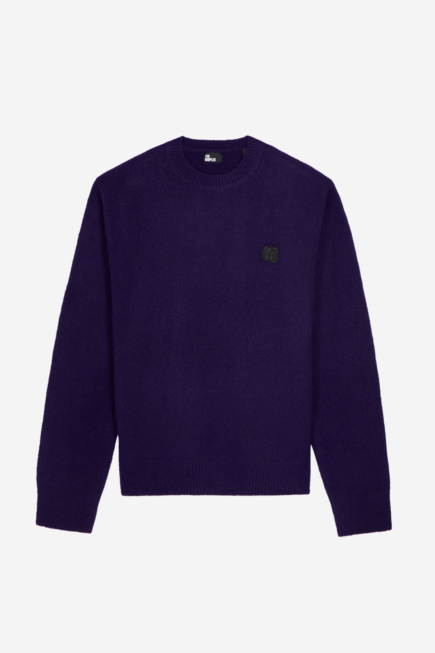 ROUND NECK SWEATER WITH CANETILLE PATCH DARK PURPLE 5