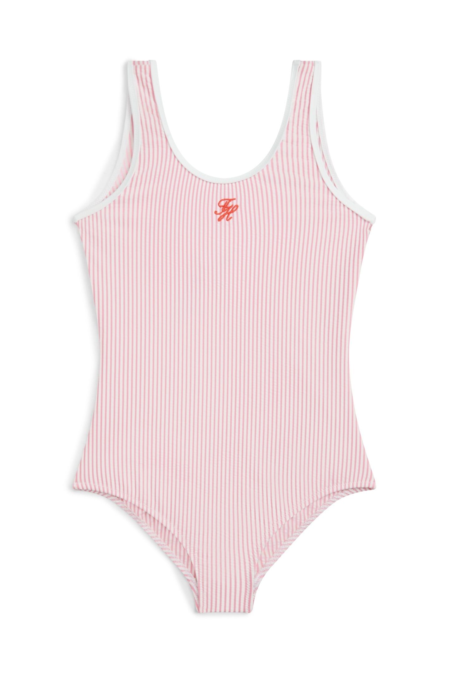GIRLS ONE PIECE SEERSUCKER PUFFER ROSE PETAL ITHACA 1