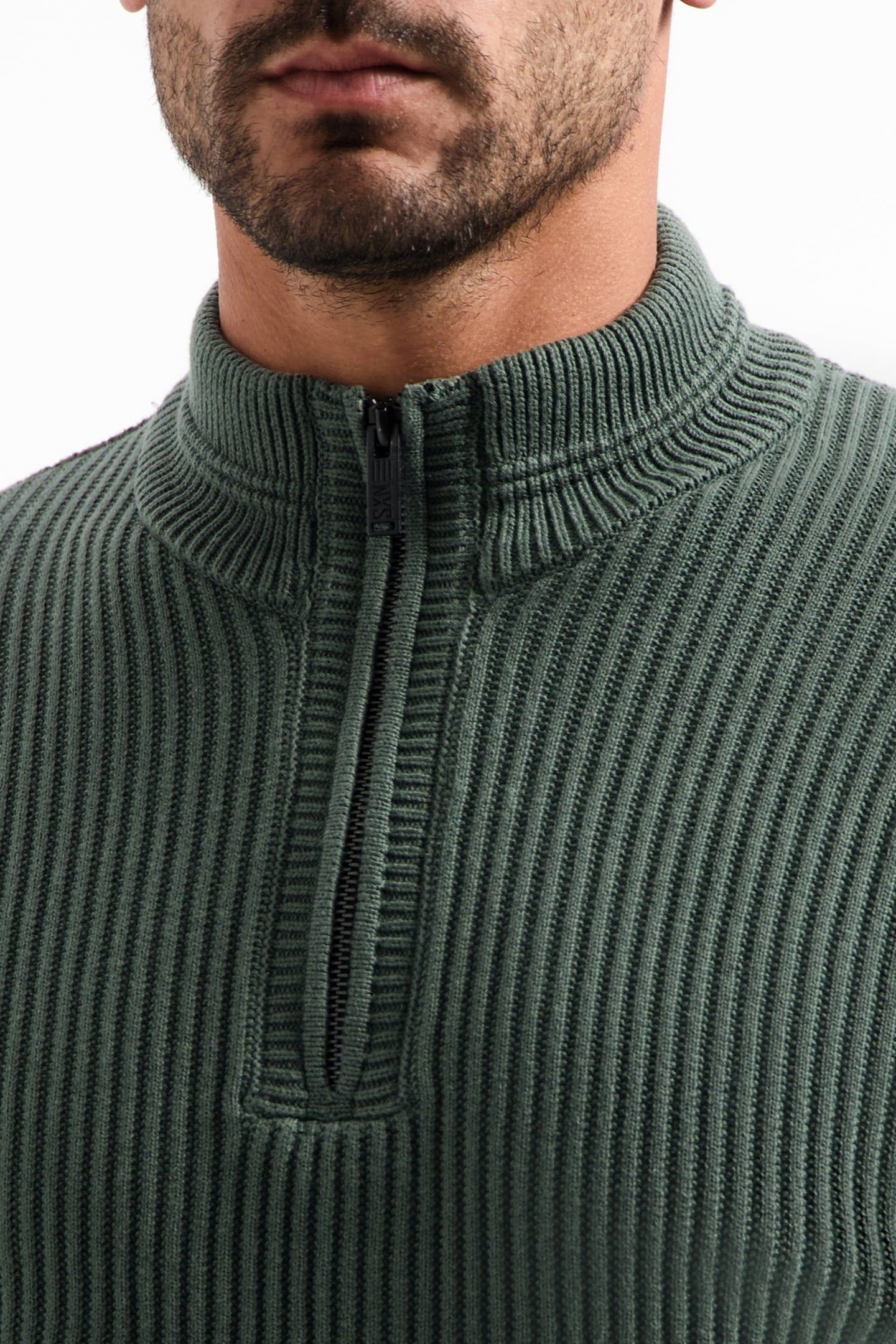 PULLOVER HALF ZIP RIB VARIATION DARK GREEN 7