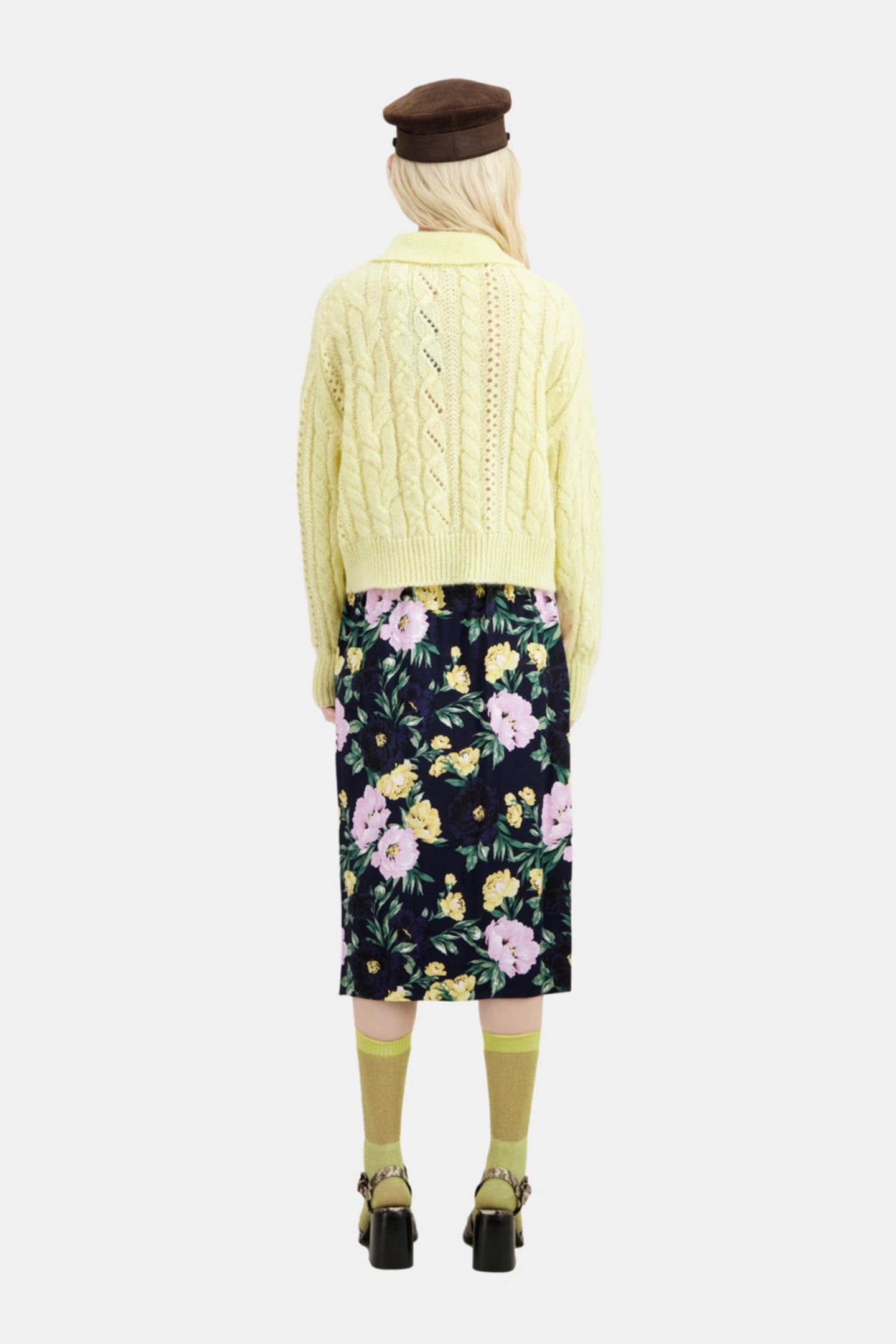 CABLE-STRANDED PACKED NECK SWEATER YELLOW 5