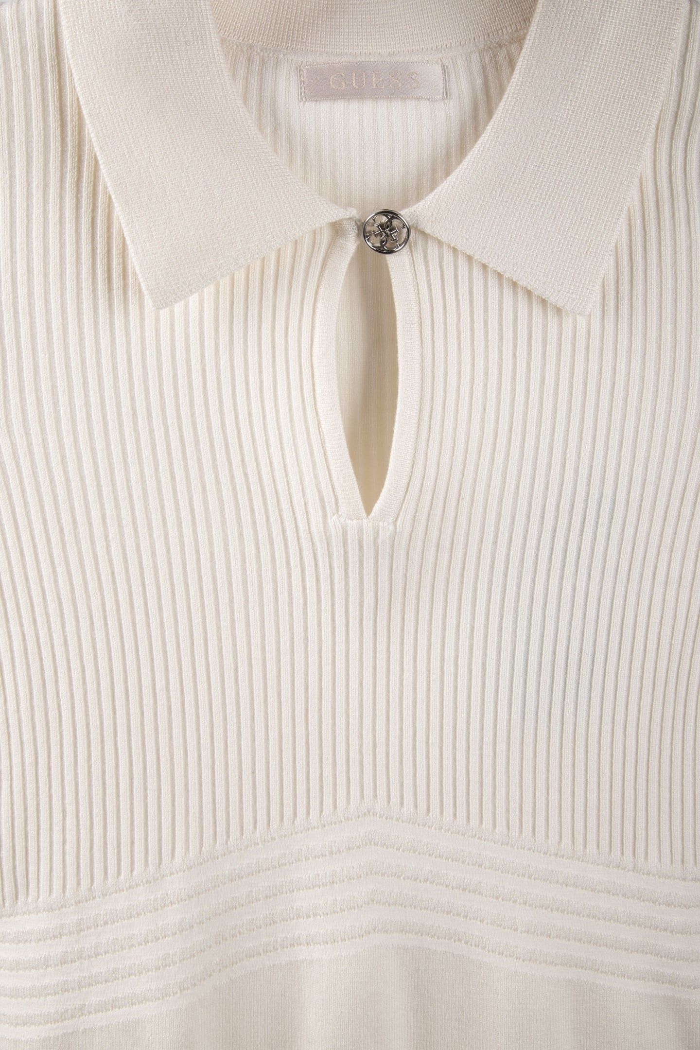 GUESS ECO FLORA CUT-OUT POLO S CREAM WHITE 4