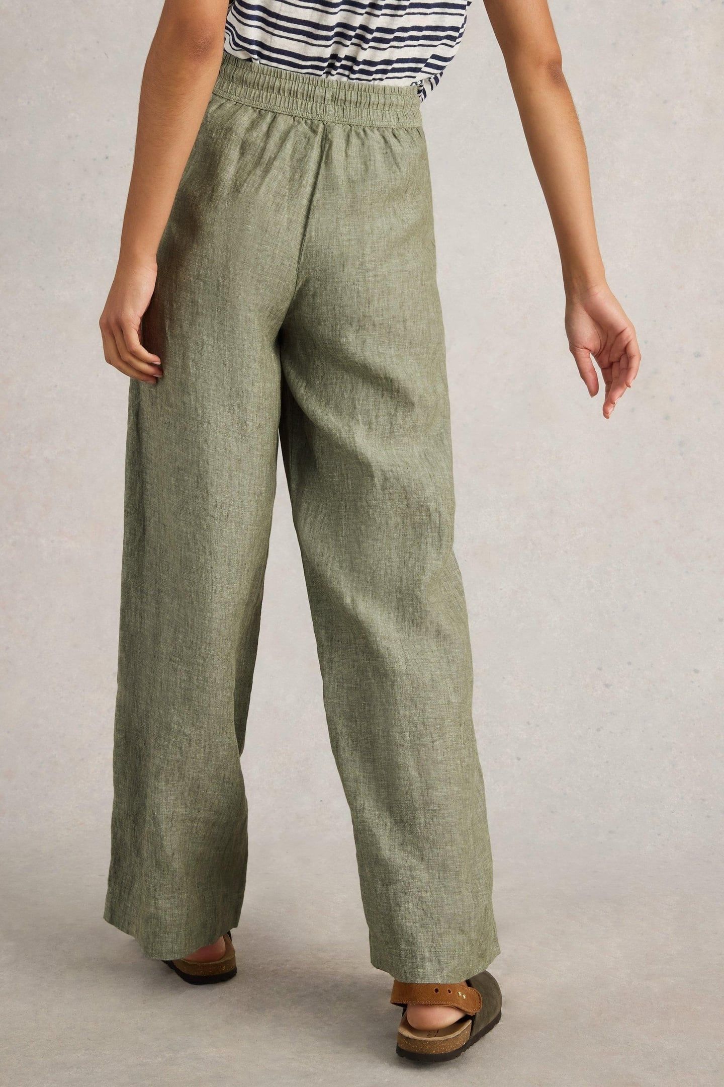 BELLE LINEN WIDE LEG TROUSER MID GREEN 3