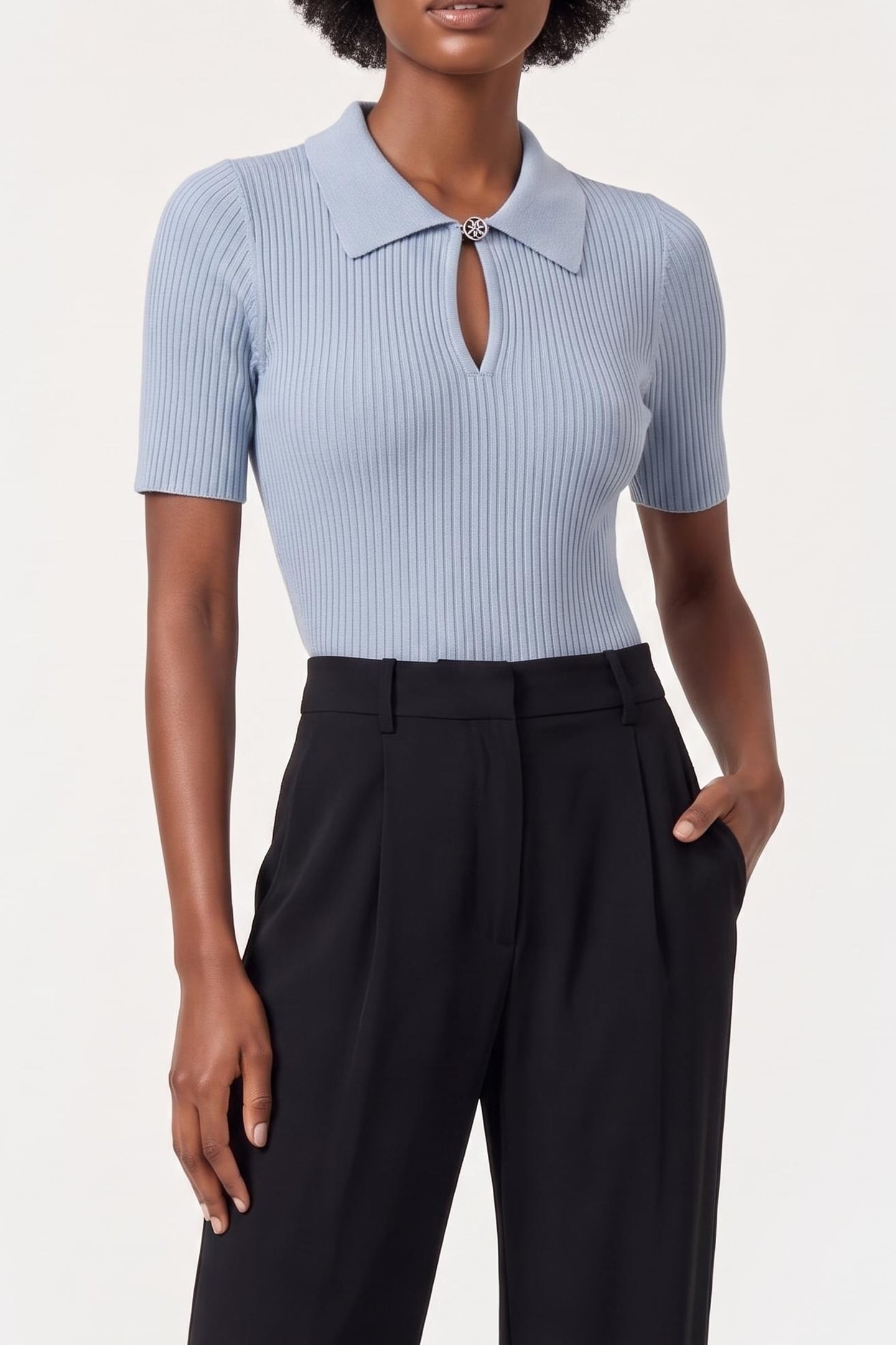 GUESS ECO FLORA CUT-OUT POLO S CORONADO BLUE 1