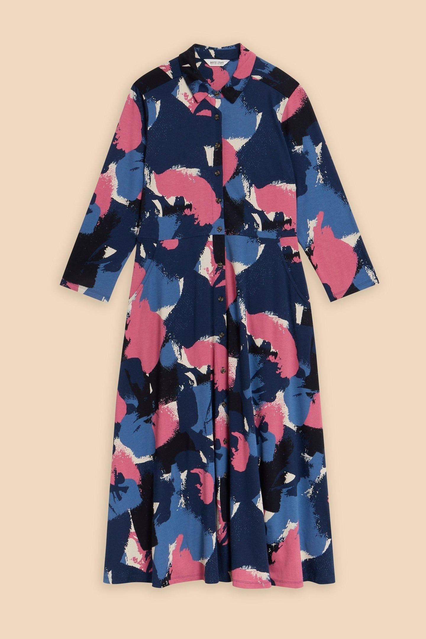 ADA JERSEY SHIRT DRESS NAVY MULTI 4