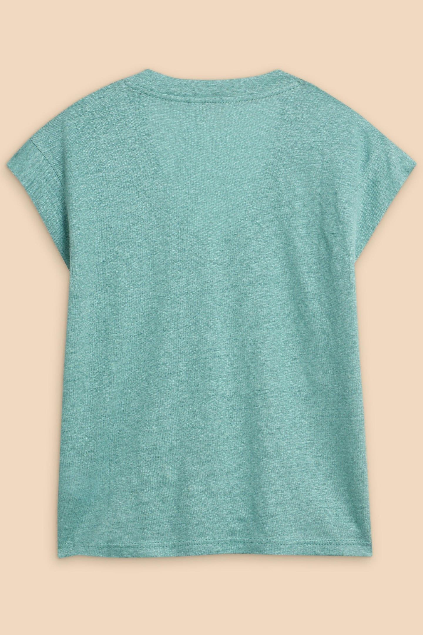 IVY LINEN V NECK TEE MID TEAL 5