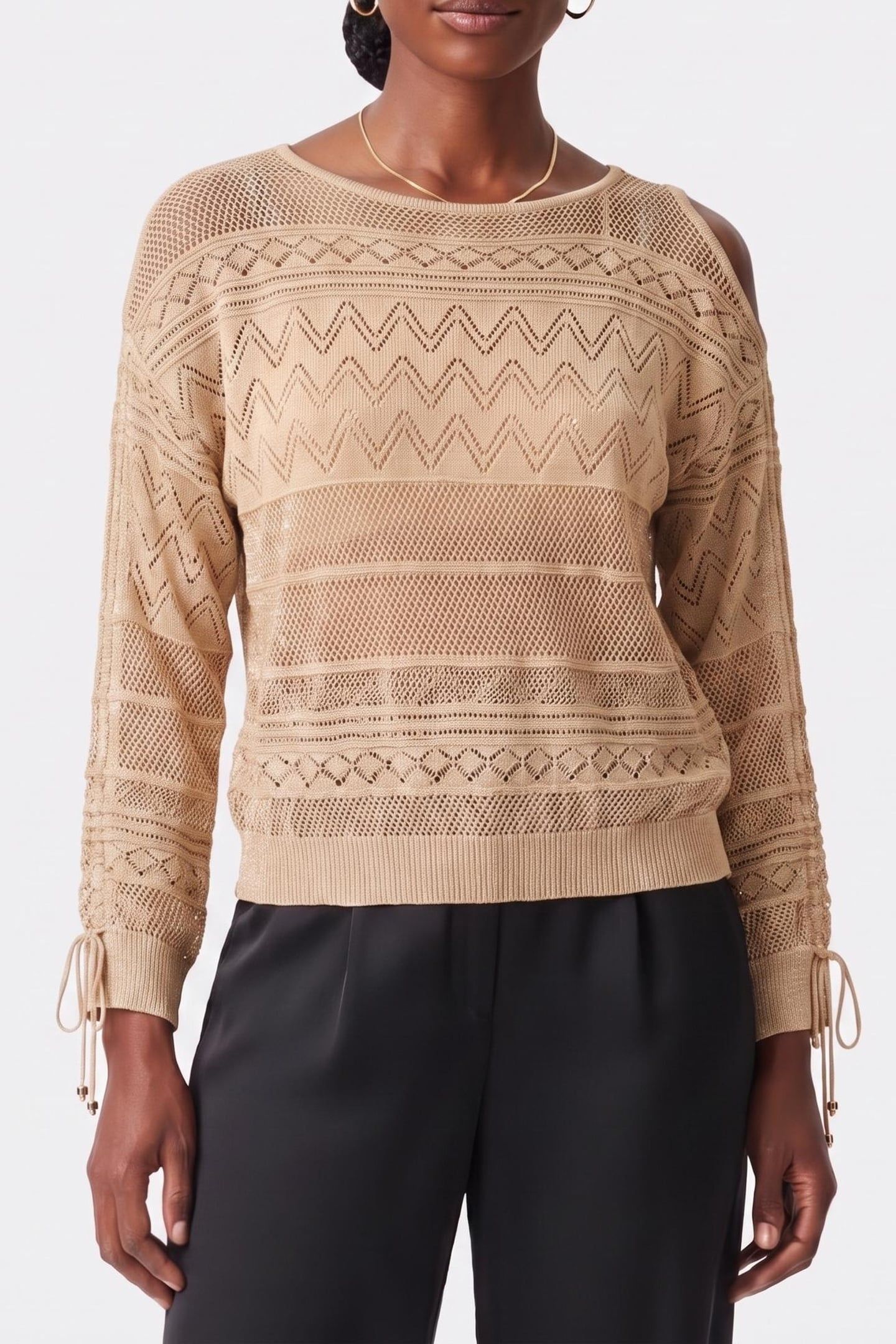 GUESS ECO NELLIE LS BOAT NECK GOLD LUREX 1